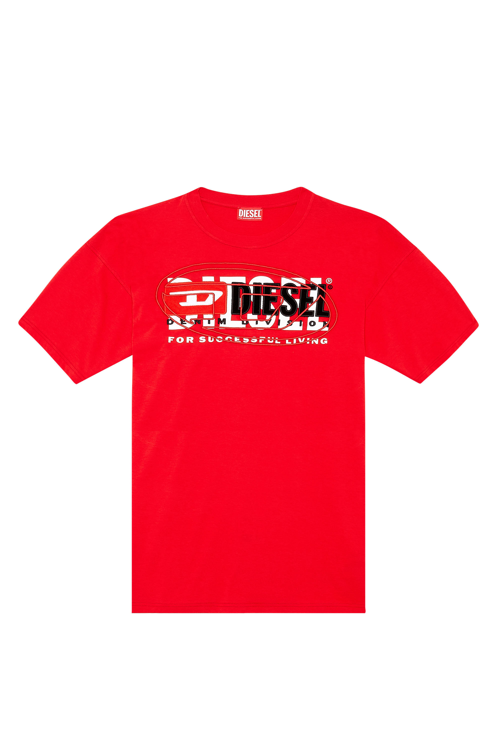 Diesel - T-BOXT, Camiseta con logotipos en capas Hombre in Rojo - 1