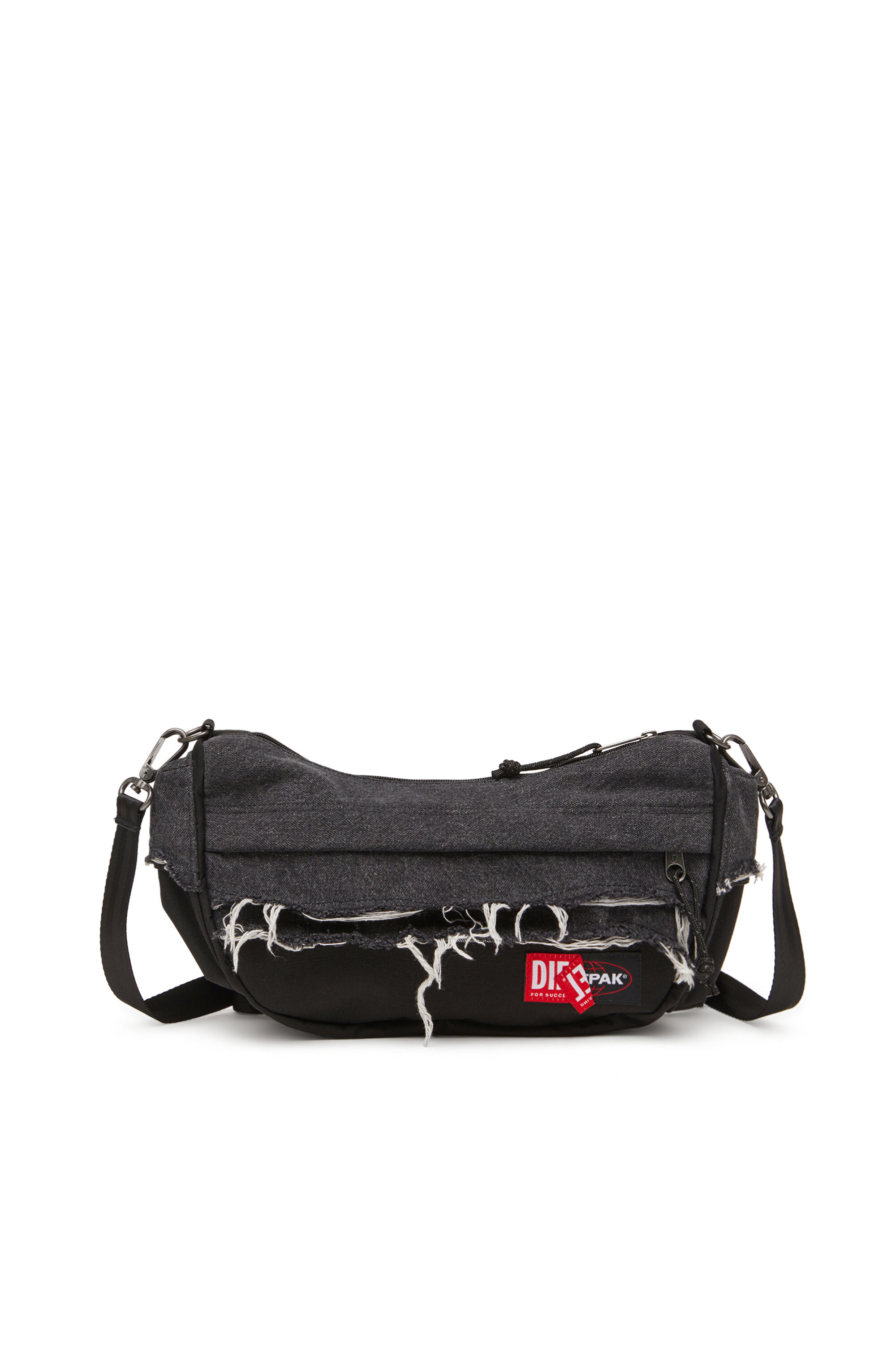 Diesel - DIESEL SHOULDER BAG, Bolso de hombro en denim destruido y CORDURA® Unisex in Negro - 1
