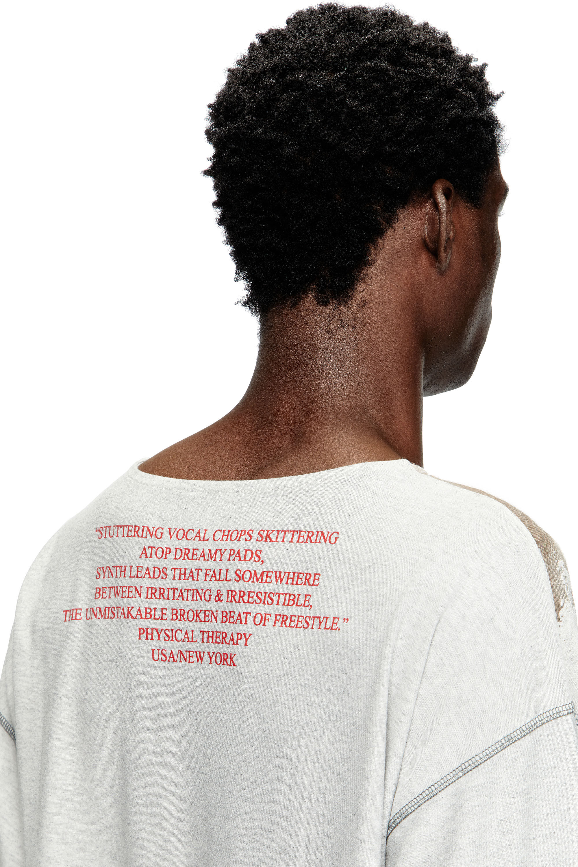 Diesel - T-JERRY-B, Camiseta de manga larga con estampado de letras de canciones Unisex in Gris - 5