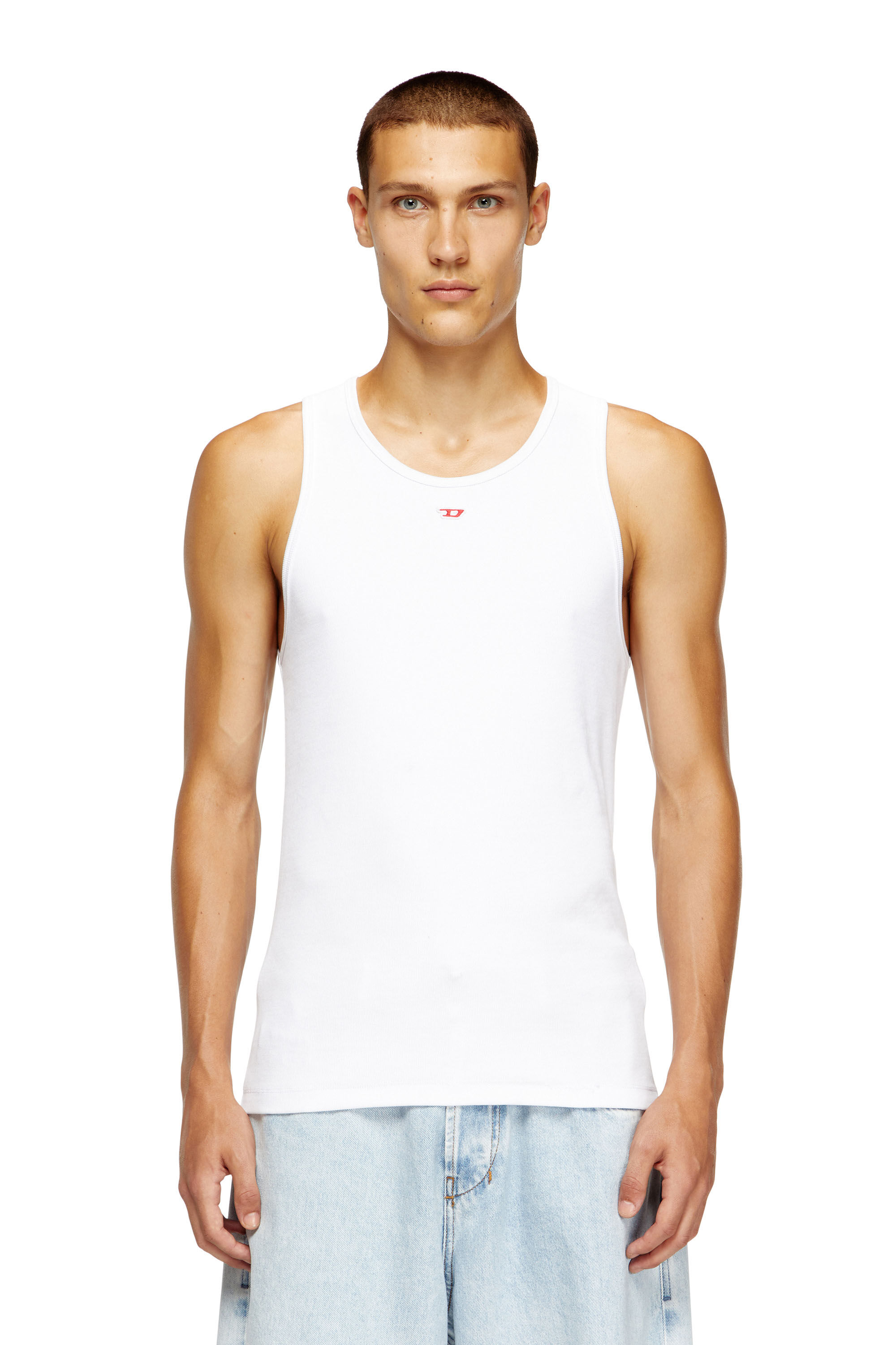 Diesel - T-LIFTY-D, Camiseta sin mangas con mini parche con el logotipo D Hombre in Blanco - 3