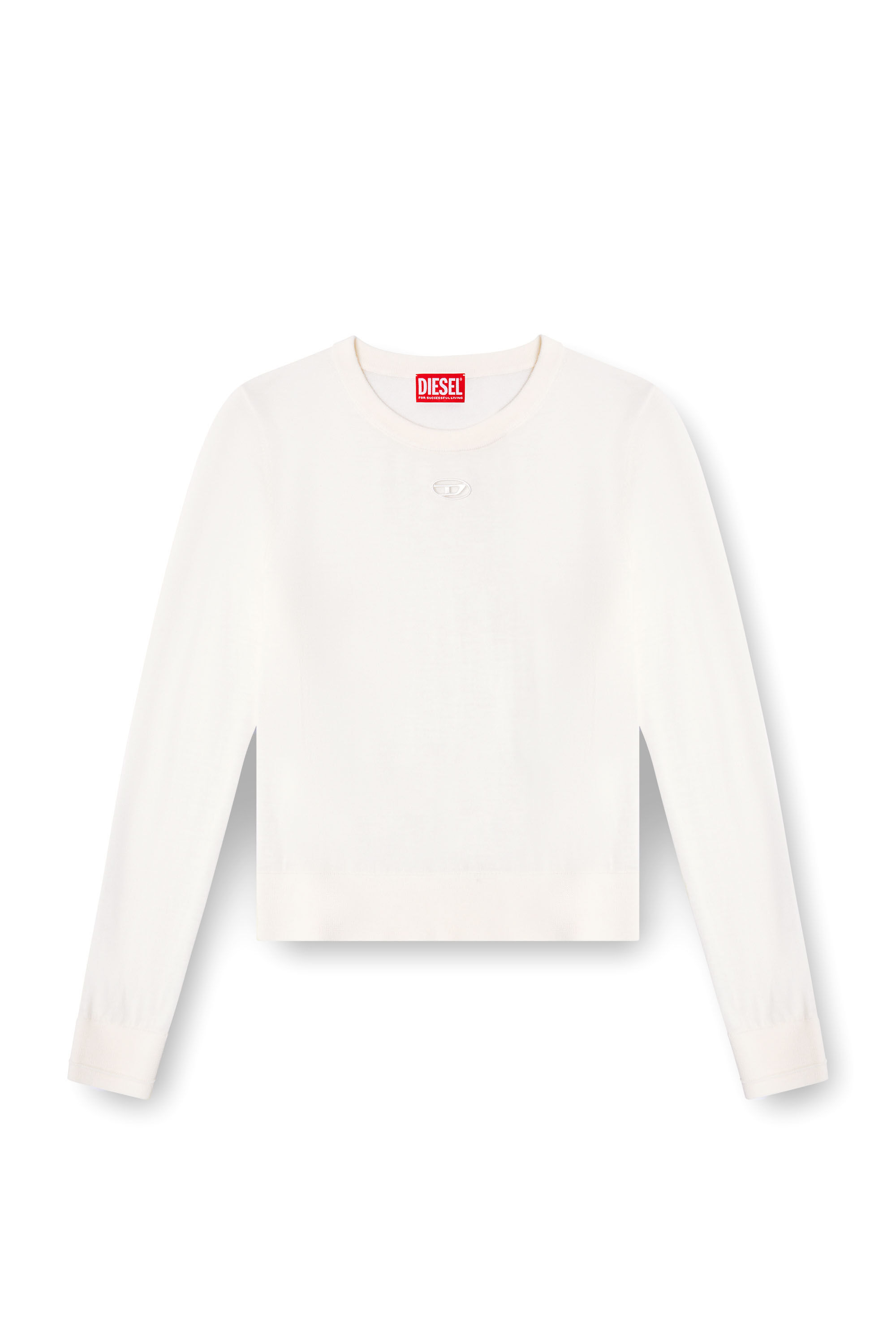 Tシャツ・カットソー DIESEL M Alinesa Knit White A174980DCCH129 A174980DCCH129SS2 Women's Wool jumper with cut-out logo | White | Diesel