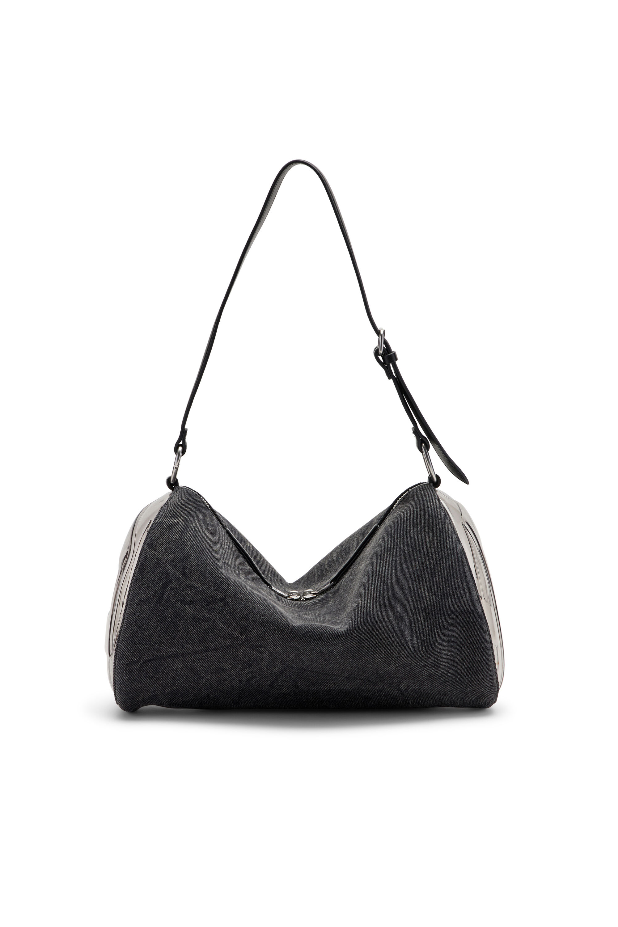 Diesel - LOAD-D SHOULDER BAG X, Load-D-Bolso bandolera con laterales Oval D transparentes Unisex in Negro - 1