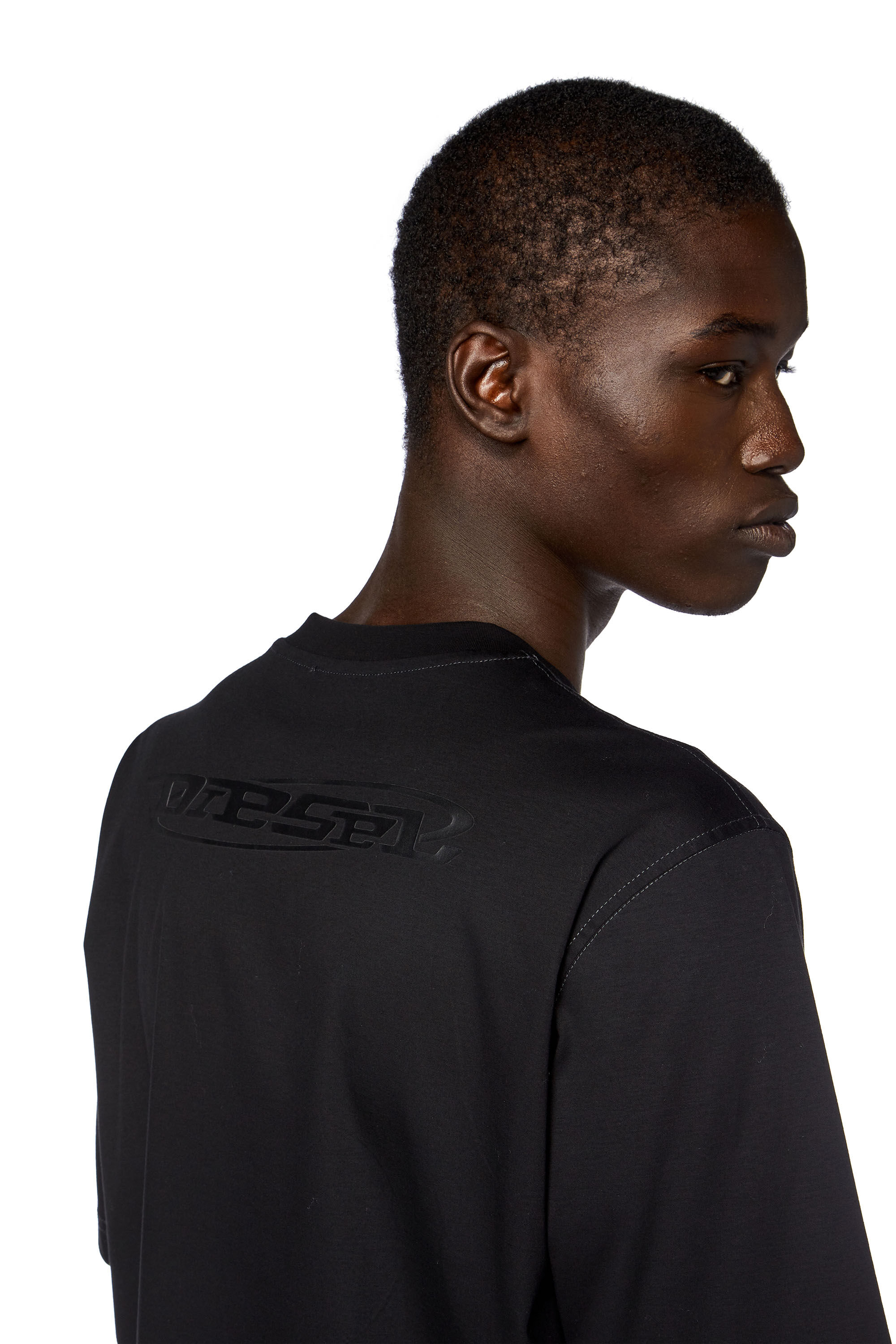 Diesel - T-MUST-SLITS-N, Hombre Camiseta de algodón mercerizado con logotipo estampado in Negro - Image 5
