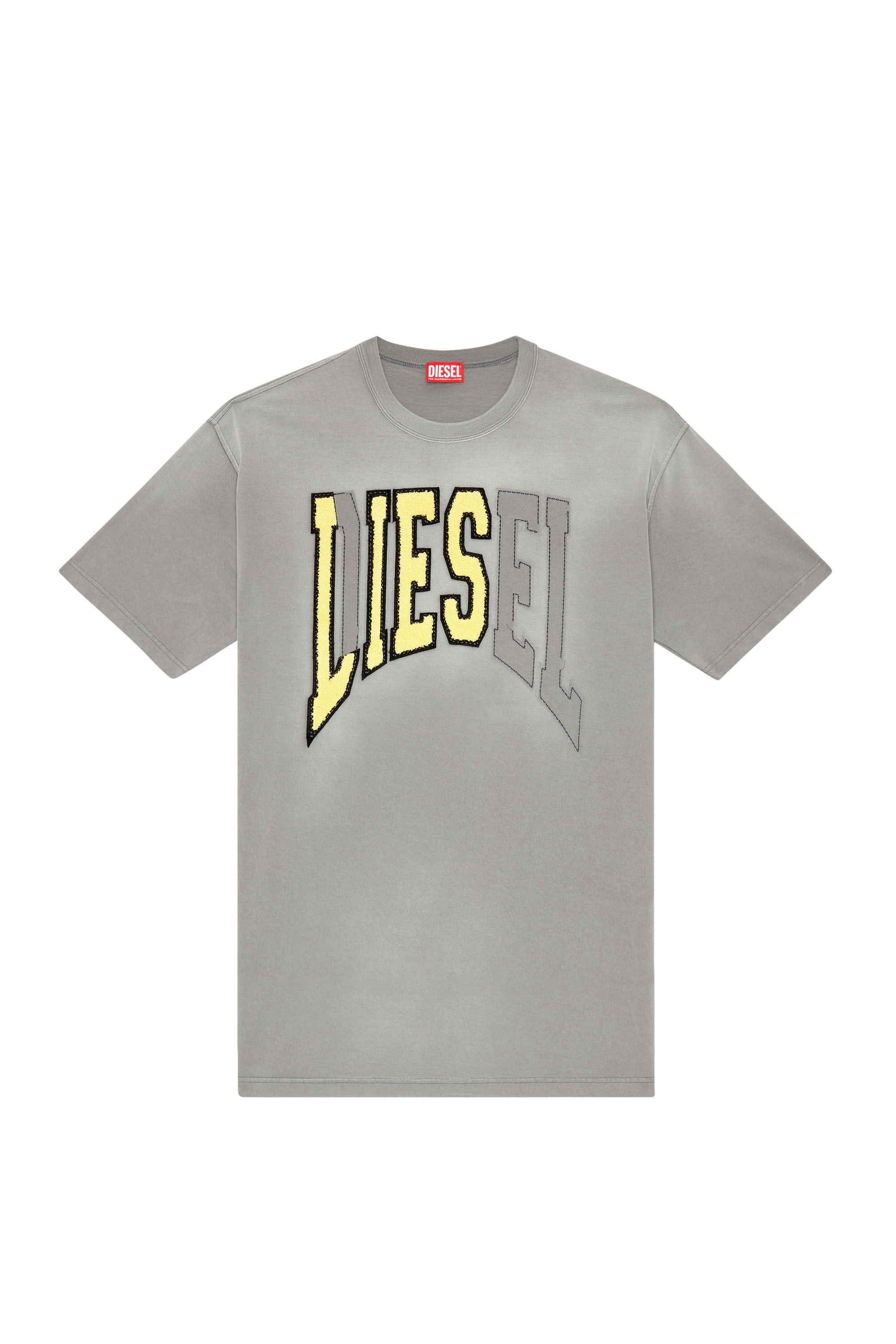 Diesel - T-WASH-N, Hombre Camiseta extragrande con logotipo Diesel Lies in Gris - Image 2