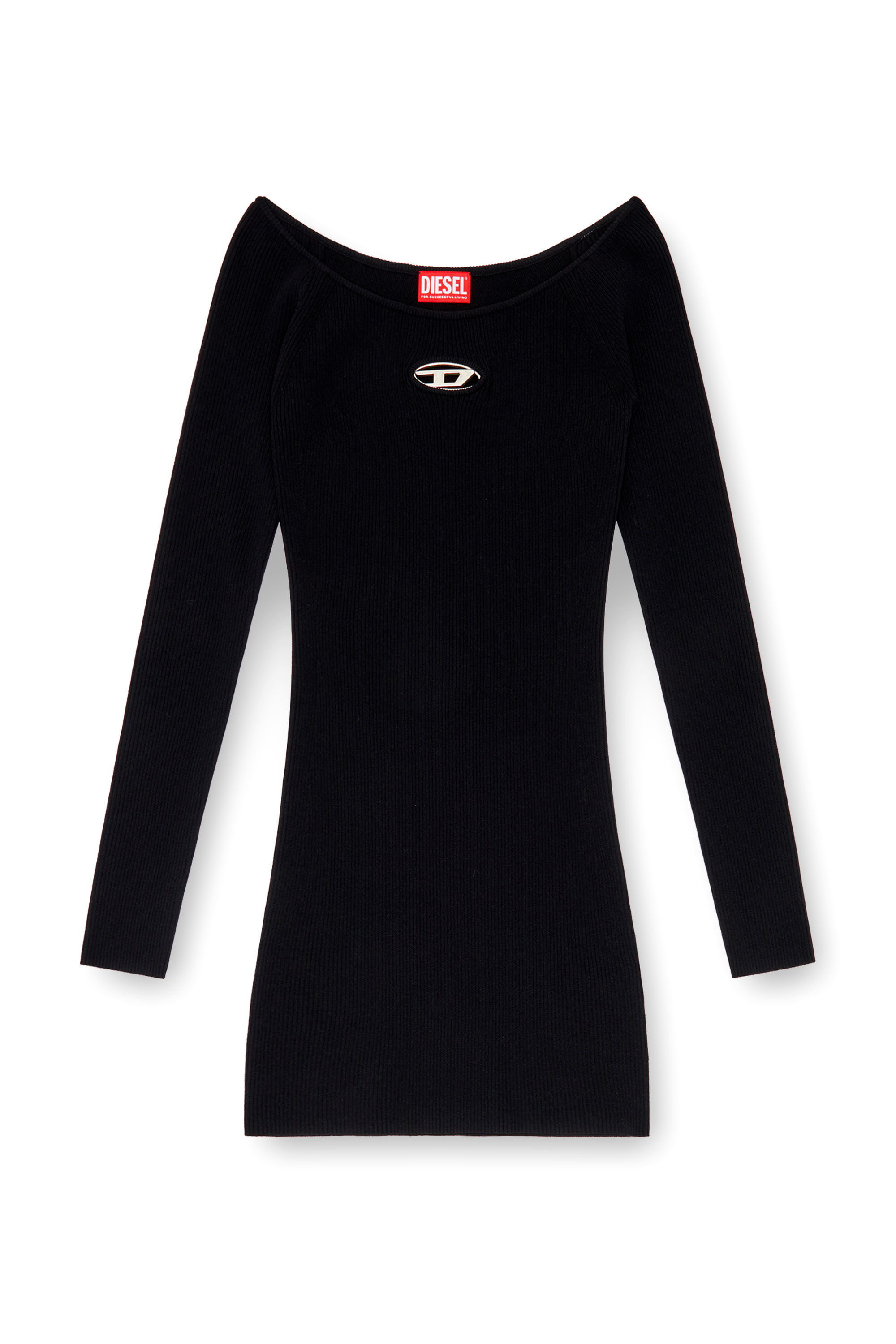 ★DIESEL★ M Vera T-shirt Black A141890DLAX9XX A141890DLAX9X Women's Off-the-shoulder dress in ribbed knit | Black | Diesel