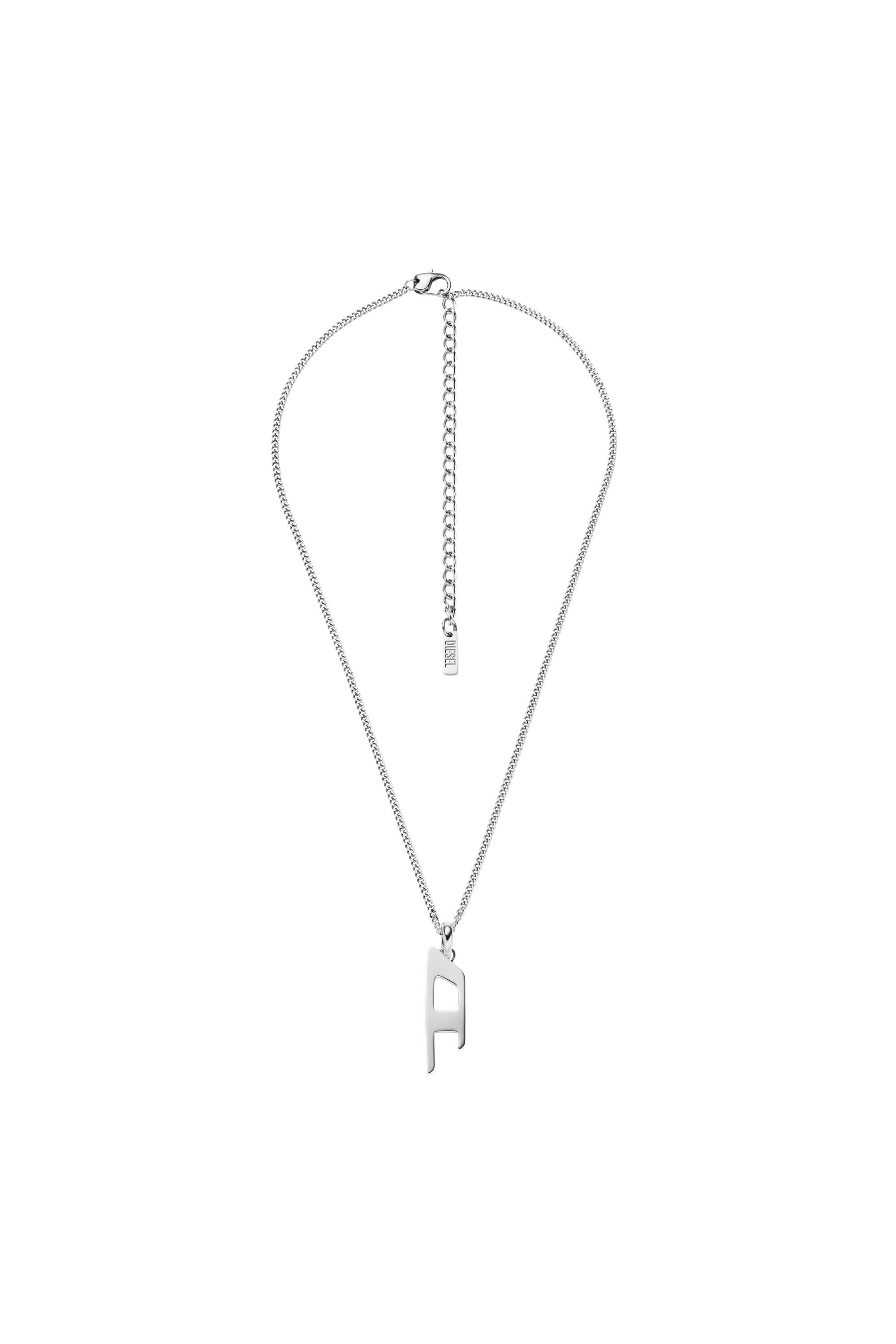 Diesel - DX1625040 JEWELLERY, Collar con colgante del logo D en acero inoxidable Unisex in Plateado - 1