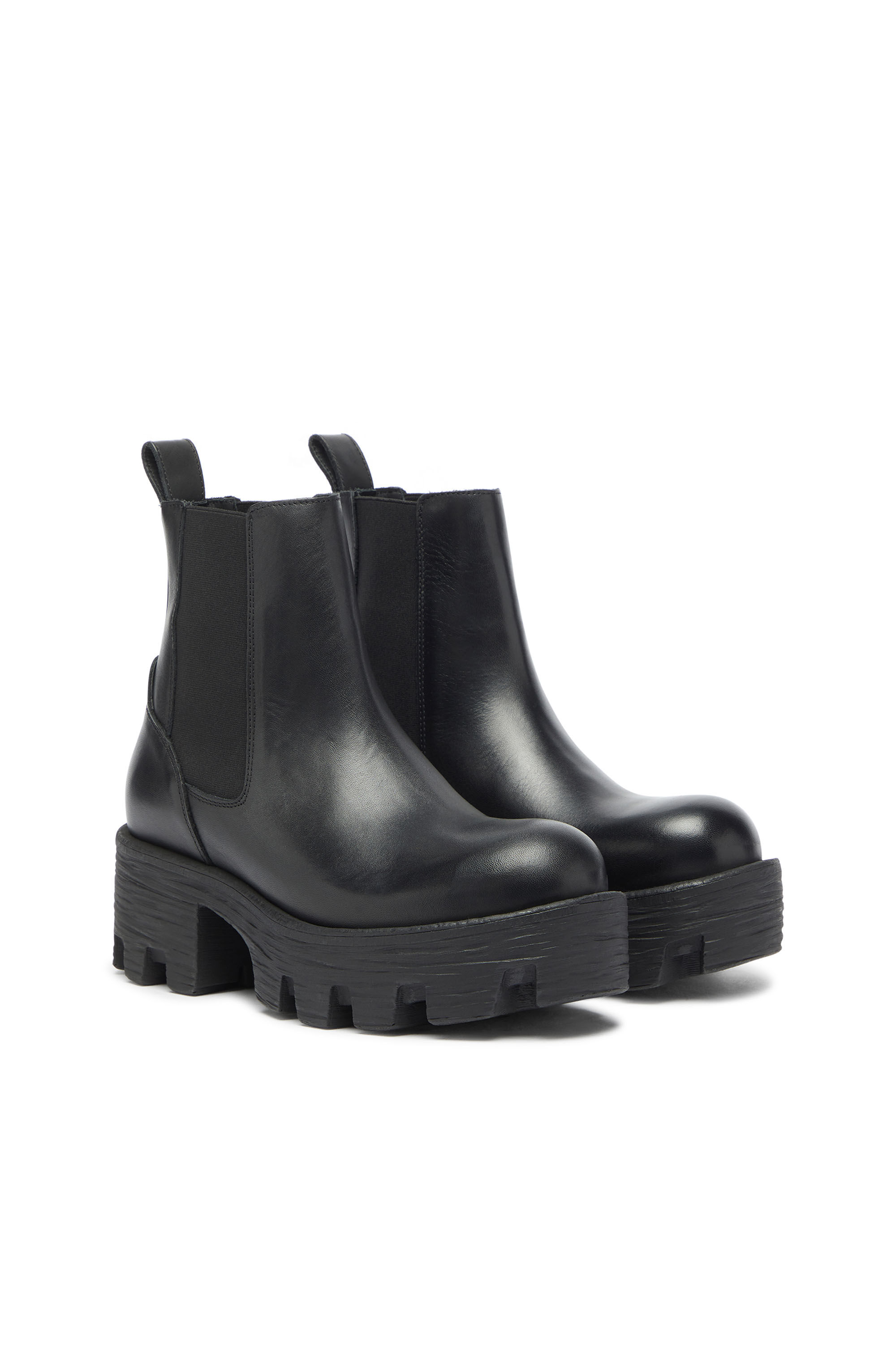 Diesel - D-HAMMER CHUNKY W, D-Hammer - Botines Chelsea de piel con suela gruesa Mujer in Negro - 2