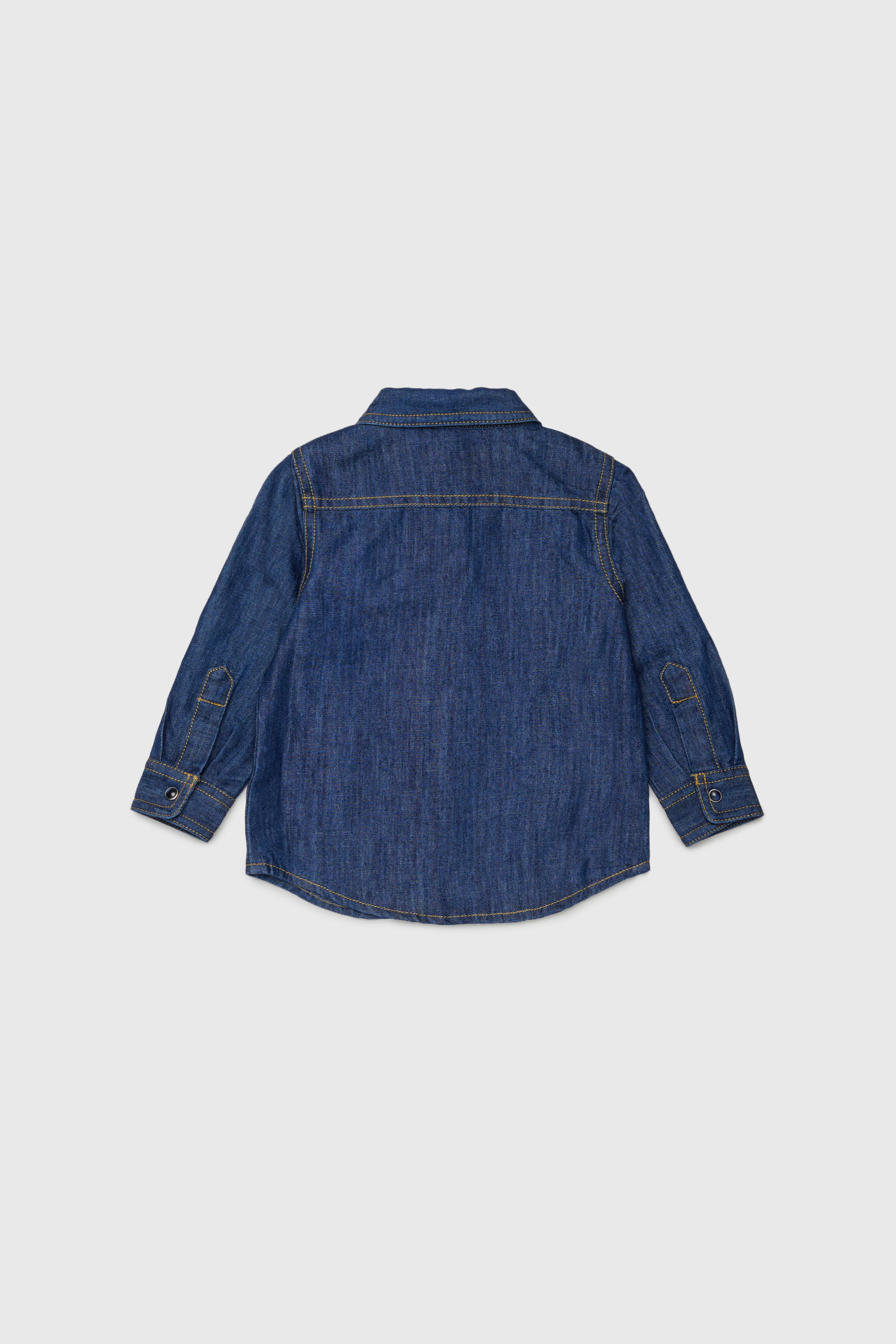 Diesel - CARTOB, Man's Denim shirt with logo embroidery in Dark Blue - 2