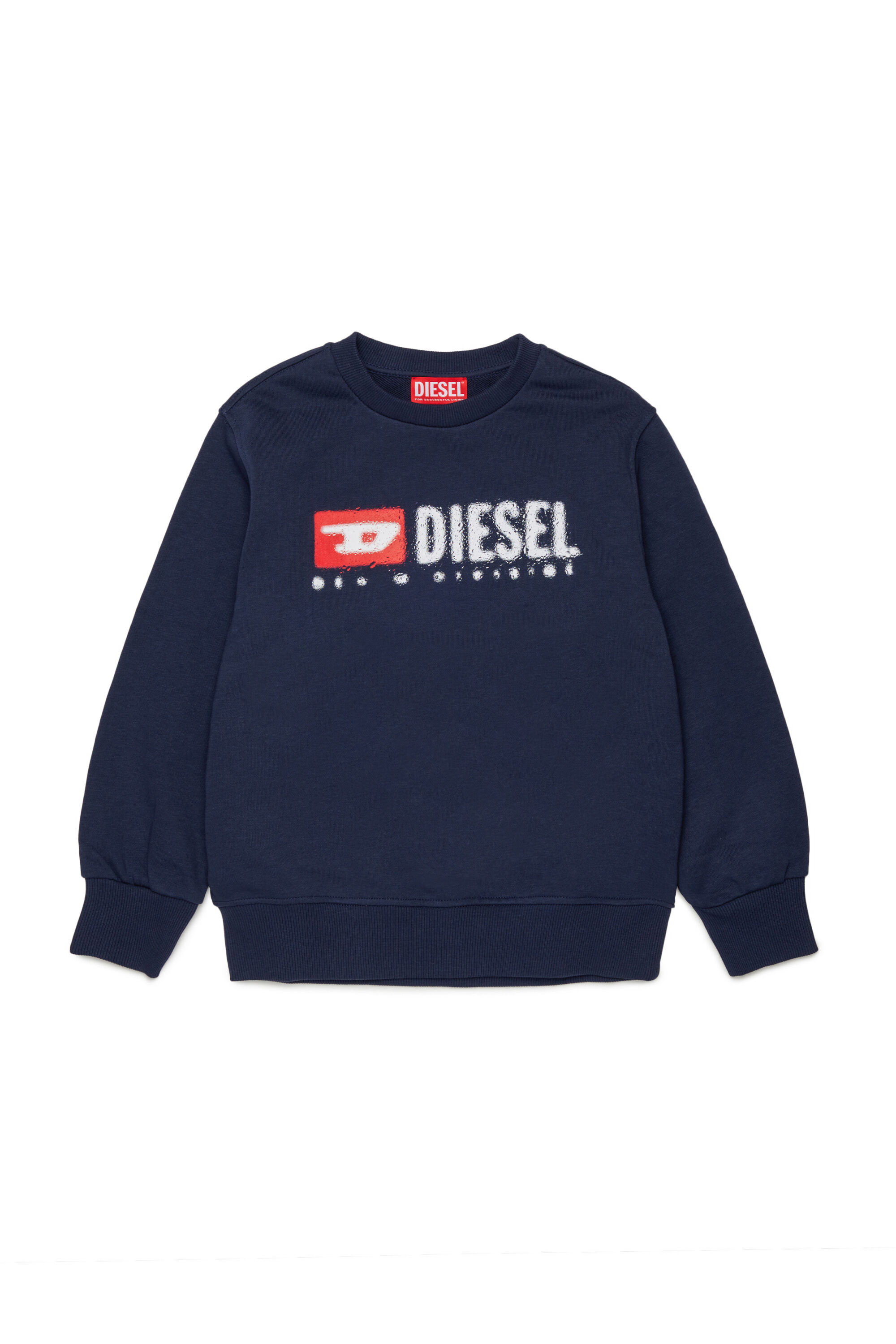 Diesel - SDROPS OVER, Sudadera de algodón con logo Hombre in Azul marino - 1