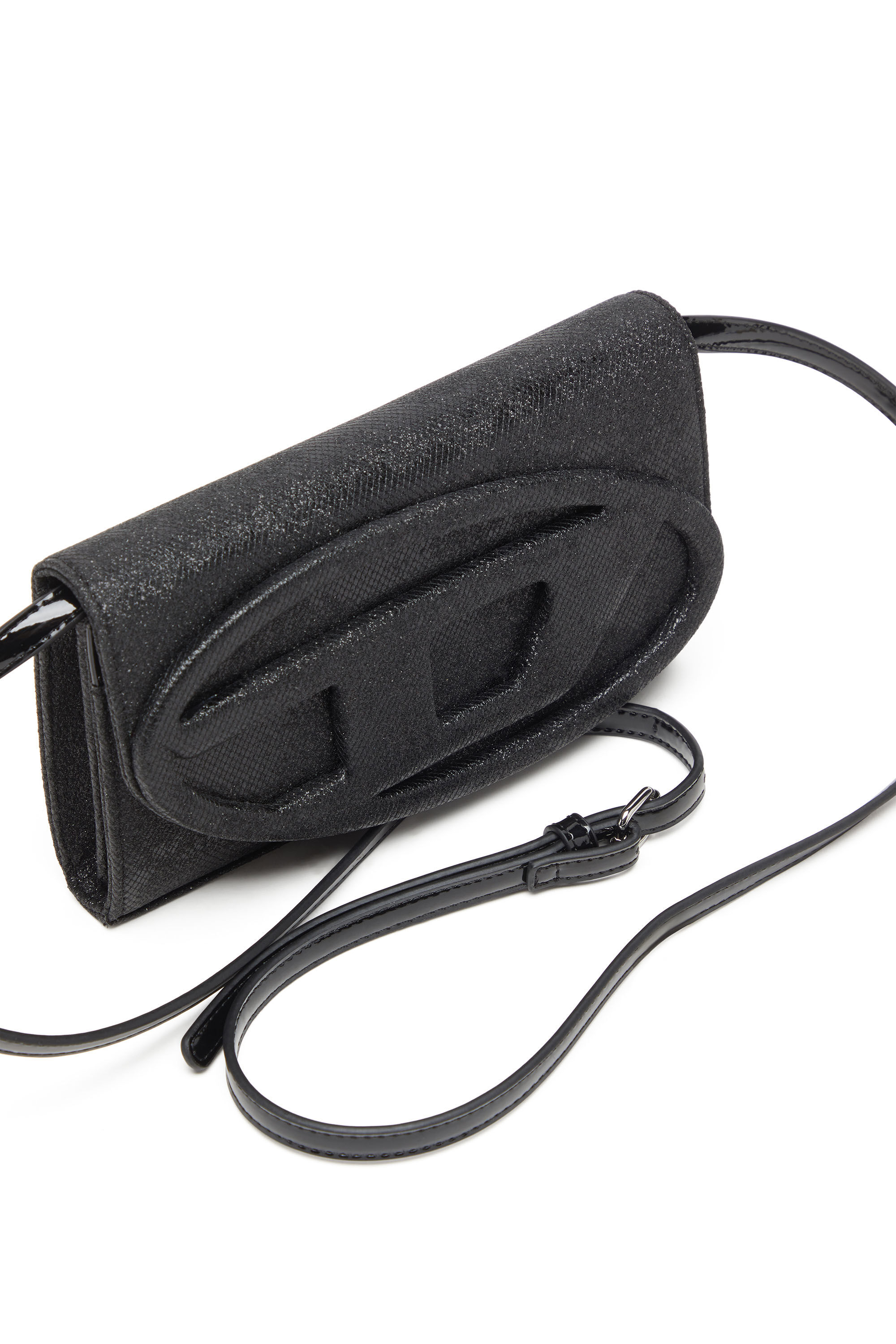 Diesel - 1DR WALLET STRAP, Monedero de lurex de camuflaje brillante Mujer in Negro - 5