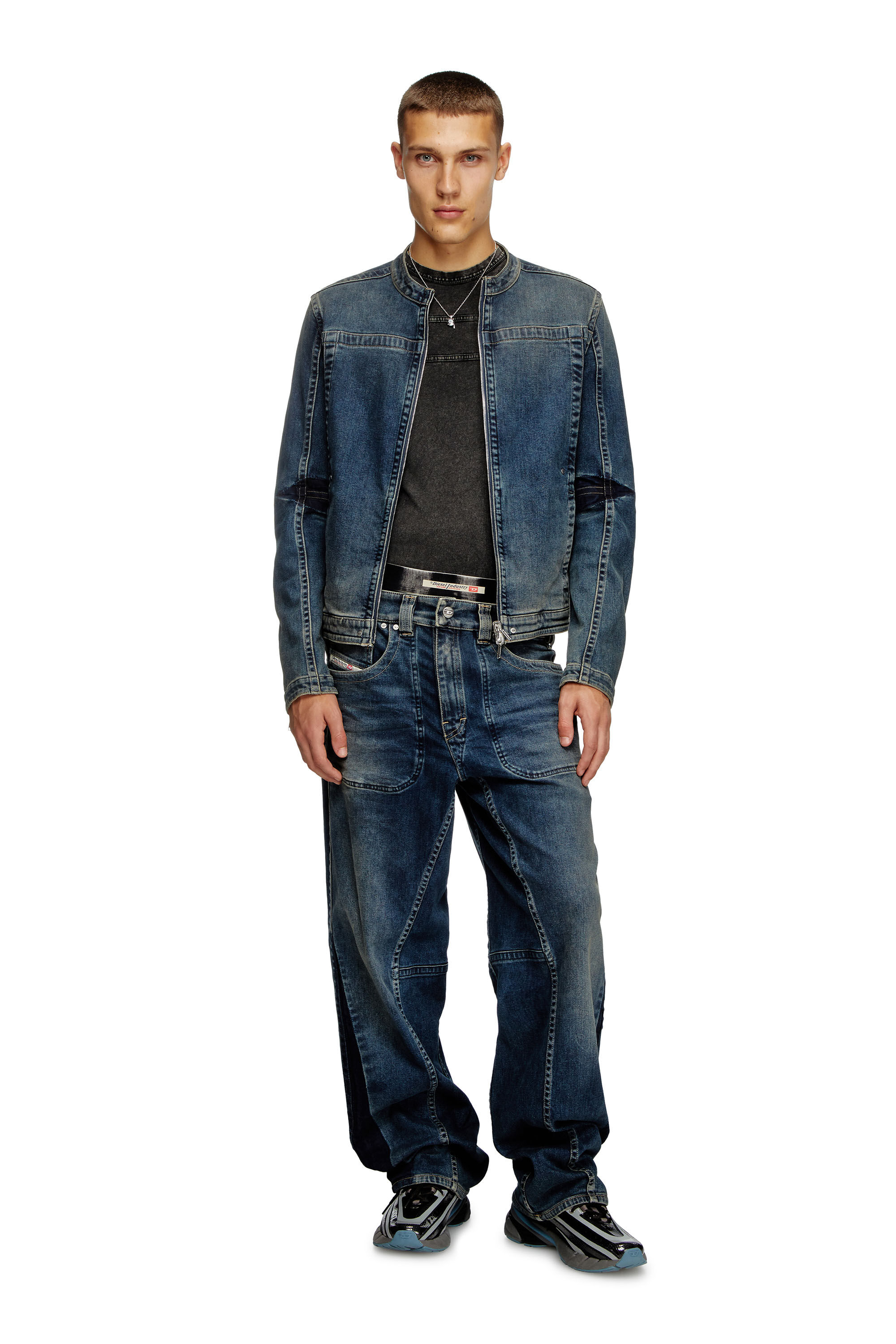 Diesel - D-GLORY-RE, Chaqueta motera de Rehab denim Hombre in Azul marino - 1