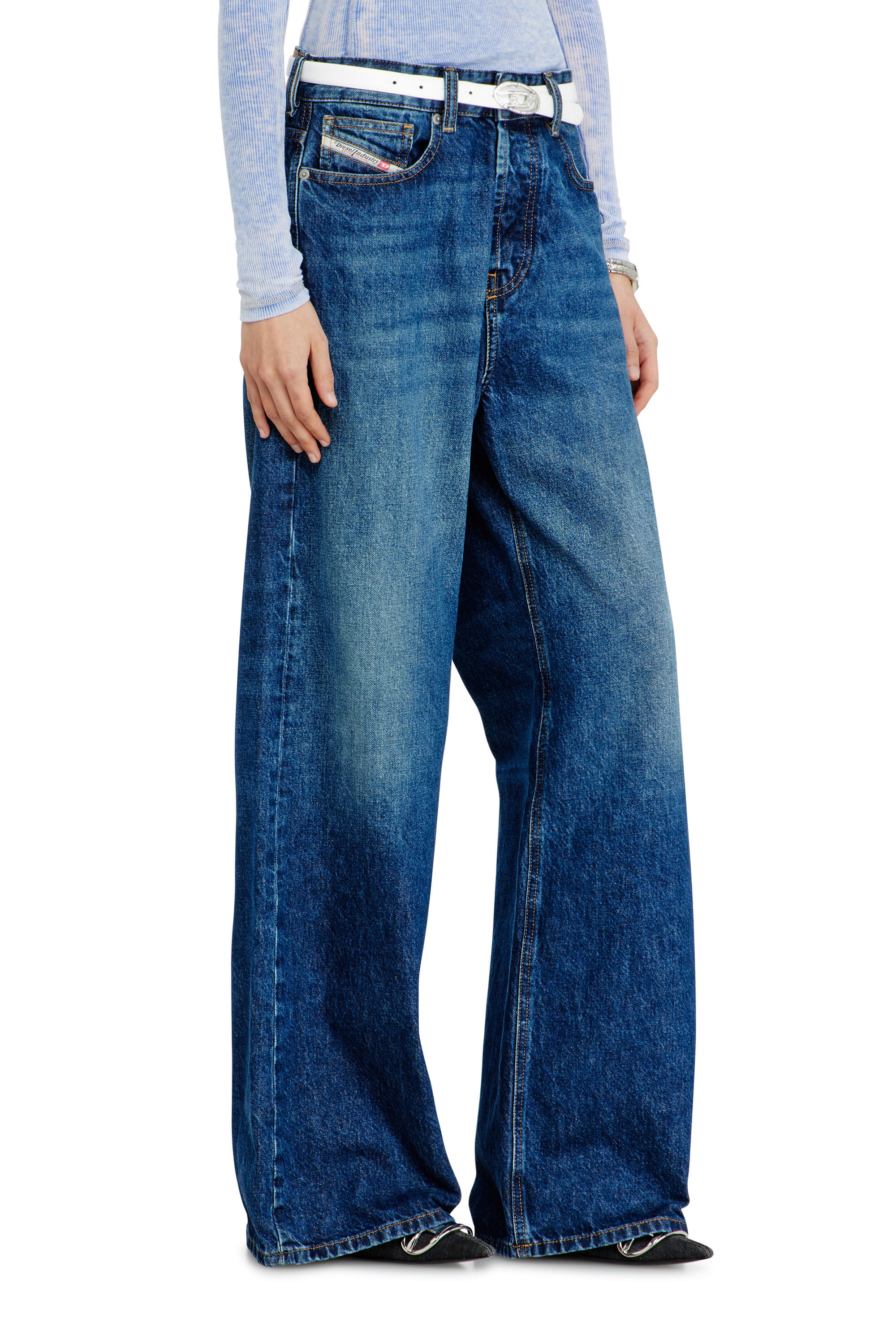 Vaqueros anchos de mujer en azul Oscuro | Diesel®