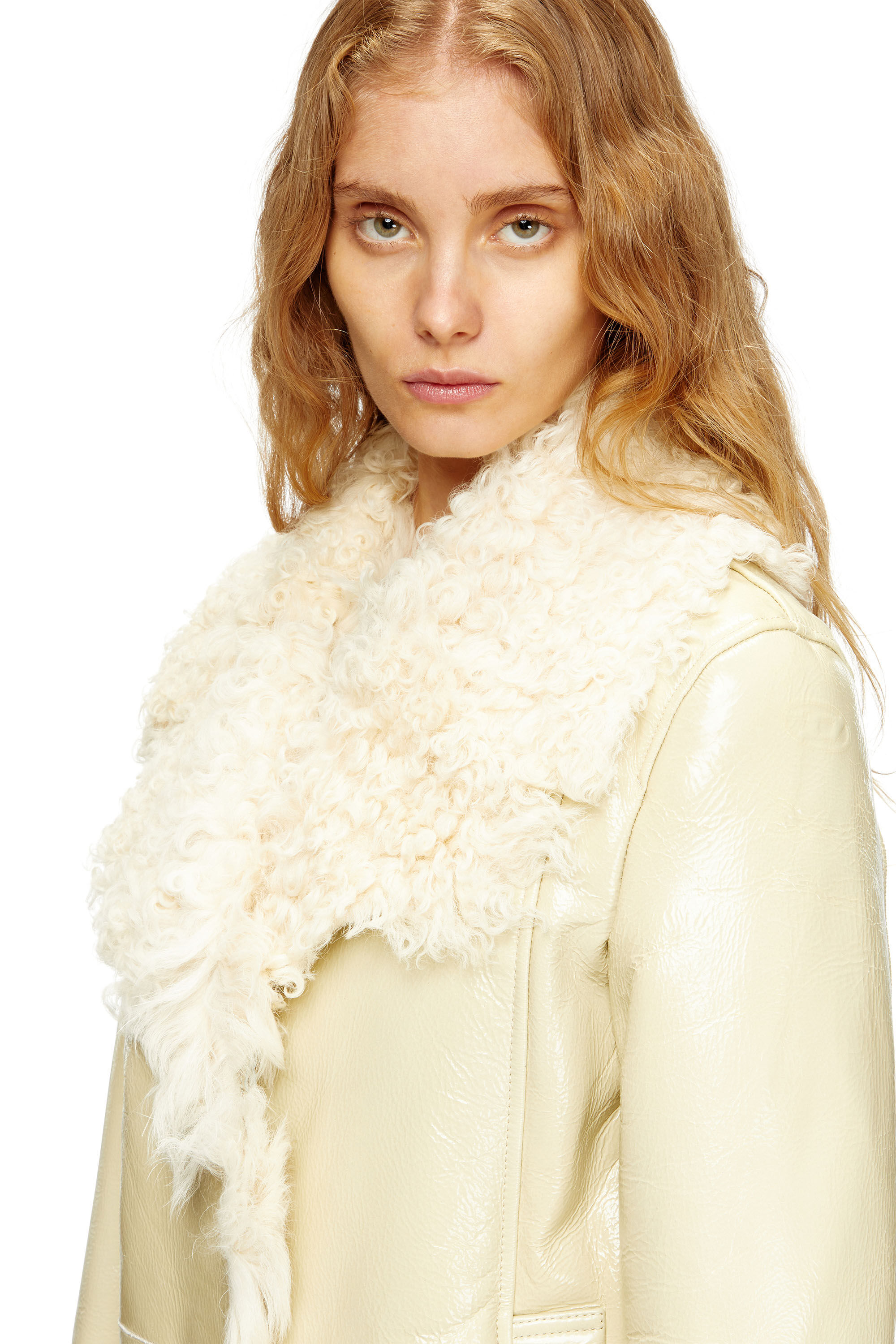 Diesel - L-ACONIC, Chaqueta de charol y piel de oveja Mujer in Beige - 5