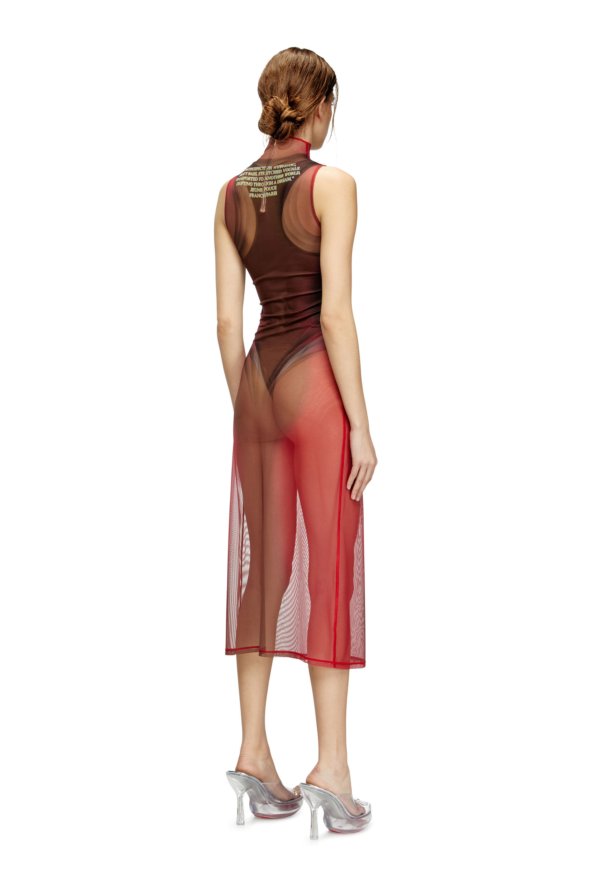 Diesel - D-AGNEC, Vestido chaleco con estampado de letras de canciones a capas Mujer in Marrón - 4