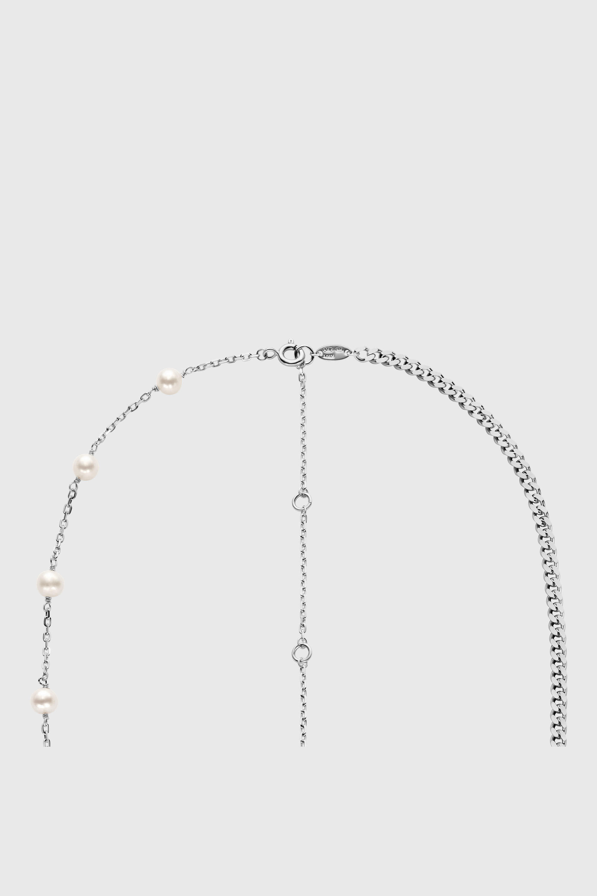 Diesel - DL1373040, Collar de cadena de plata de ley con perlas Unisex in Plateado - 3