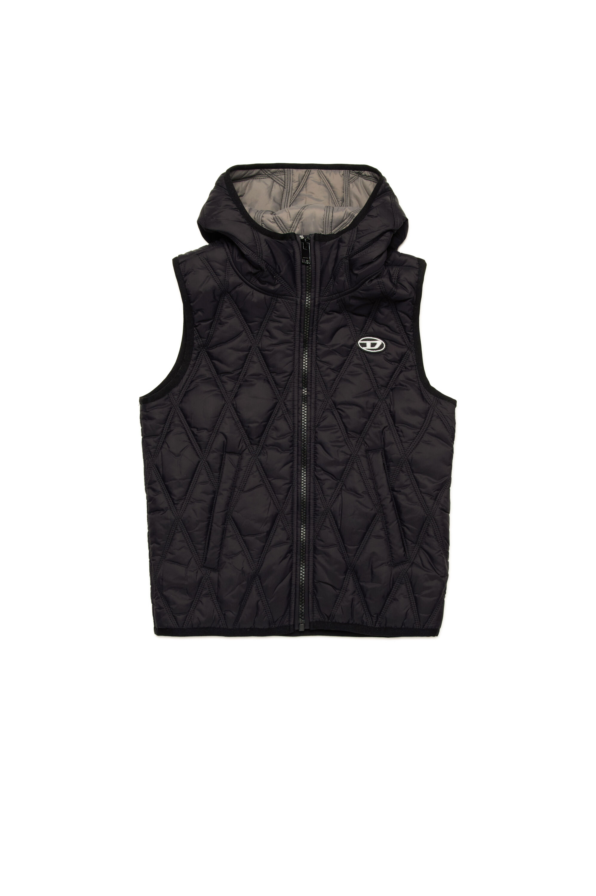 Diesel - JFOSSIR, Chaleco acolchado con capucha Unisex in Negro - 1