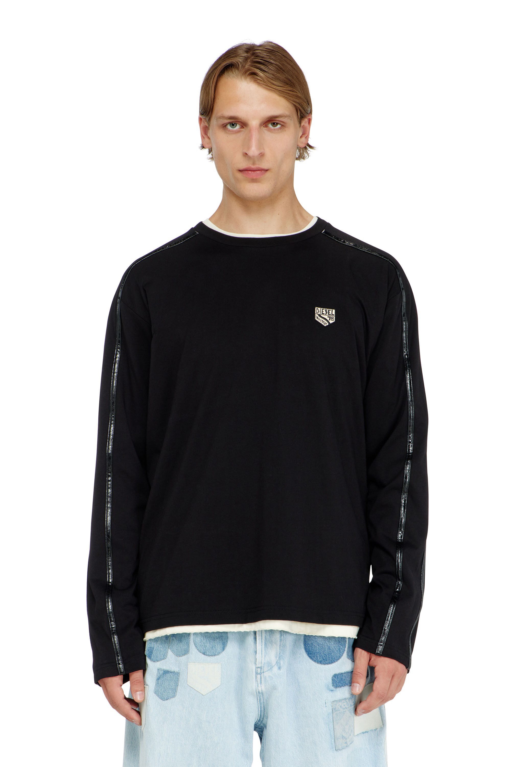 Diesel - T-NORM-LS-FL, Camiseta de manga larga con ribetes a tono Hombre in ToBeDefined - 3