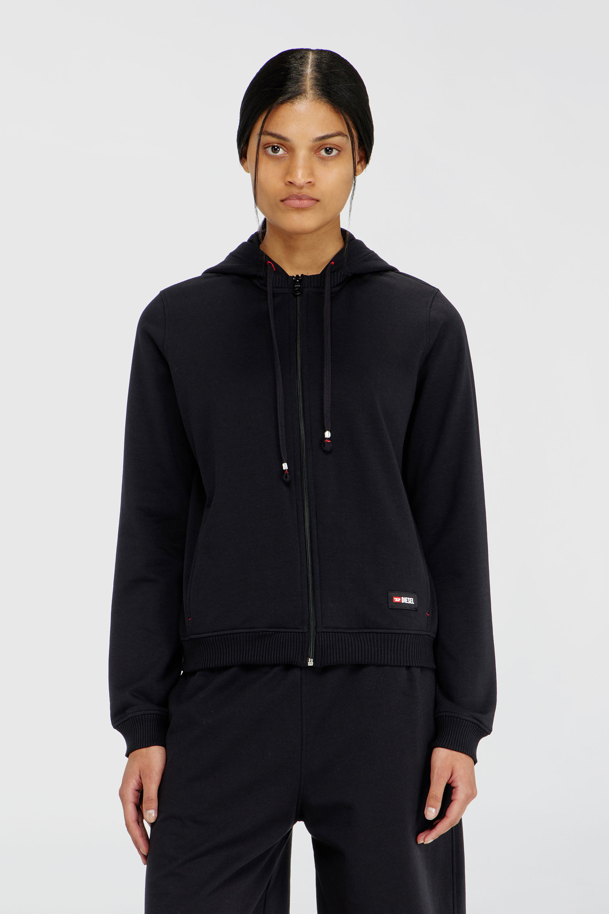 Diesel - HARRIET-D-CORE, Sudadera con capucha en mezcla de algod&oacute;n afelpado Mujer in Negro - 3