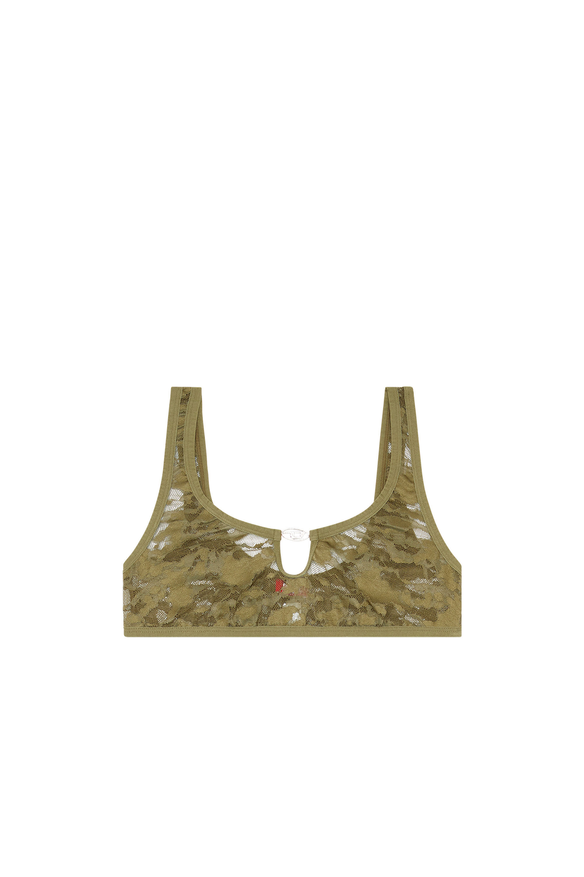 Diesel - UFSB-D-OVAL-LACE-BRALETTE, Bralette de encaje y camuflaje con placa Oval D Mujer in Verde - 2