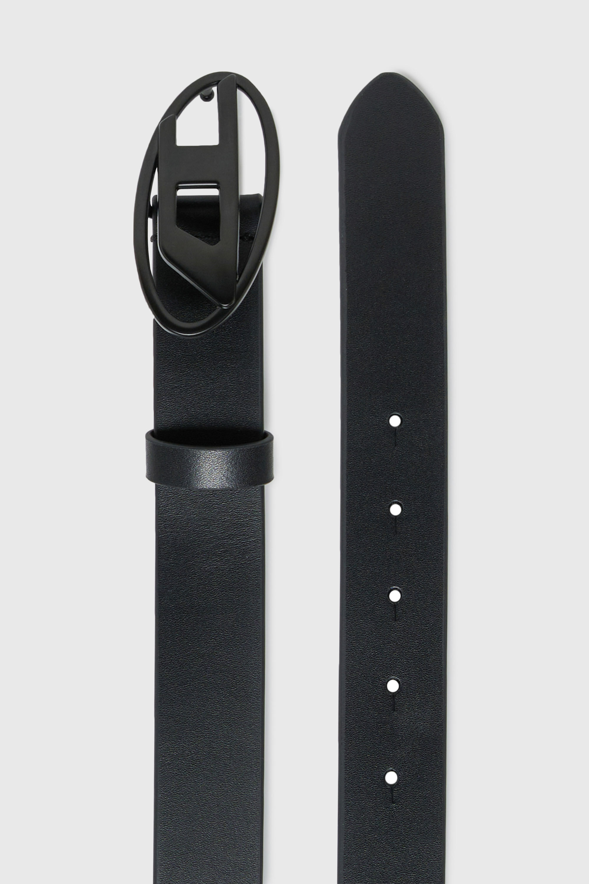 Diesel - B1DRN, Unisex's 3 cm leather belt with Oval D buckle in Black - 2