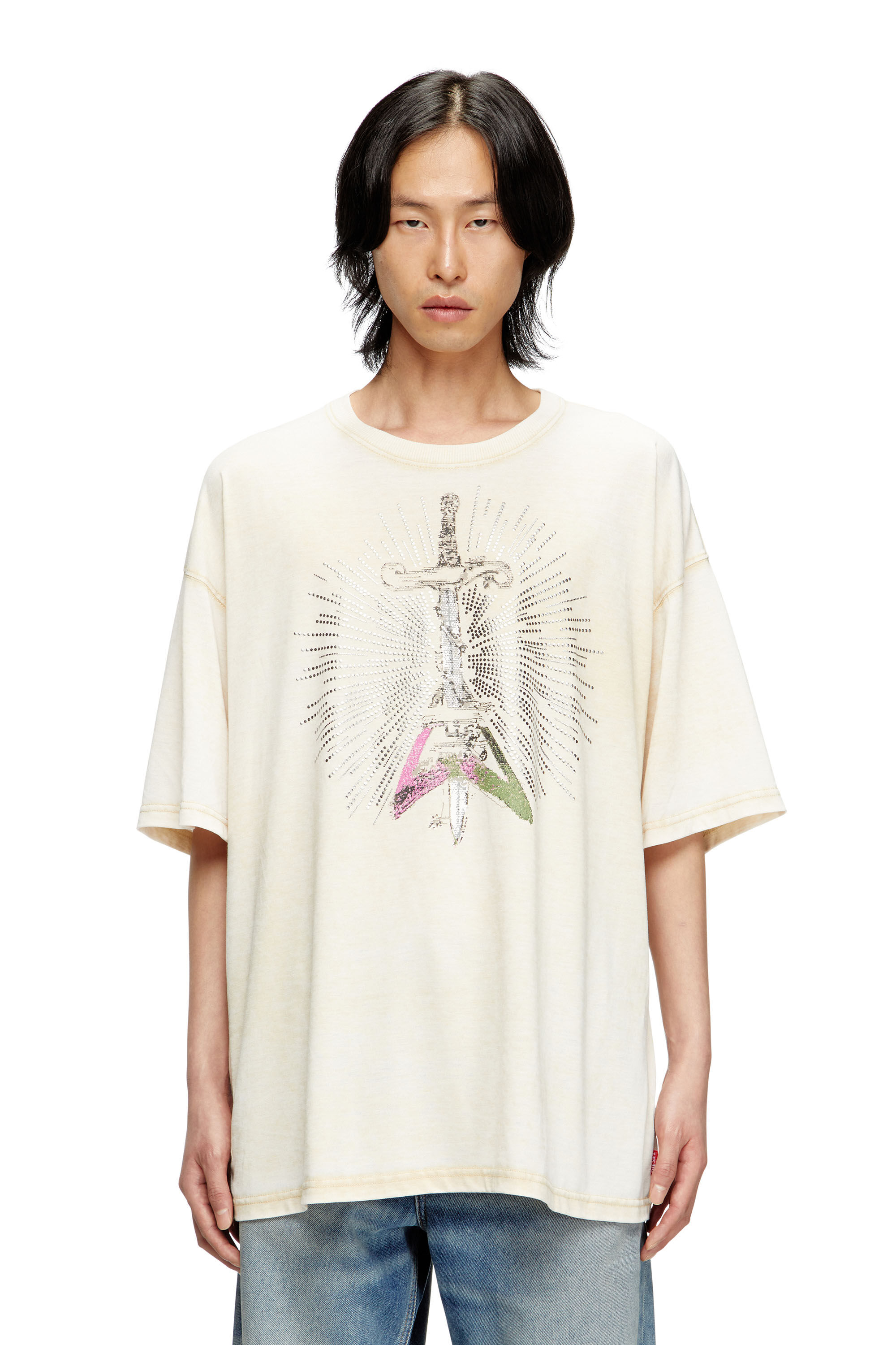 Diesel - T-BOXT-T18, Camiseta con estampado de espada Hombre in Beige - 3