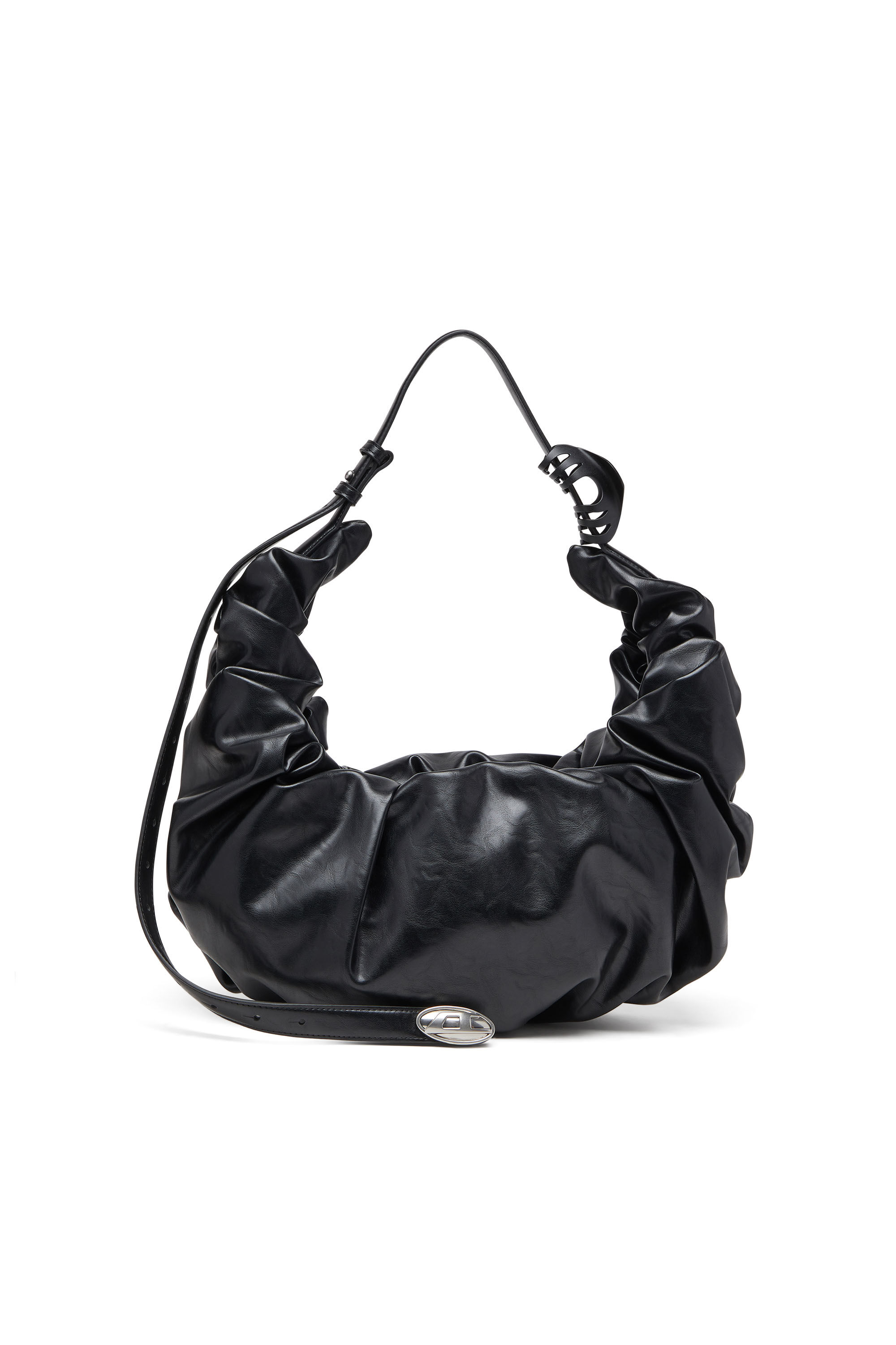 Diesel - GRAB-D HOBO L, Bolso hobo grande fruncido en PU brillante Mujer in Negro - 1