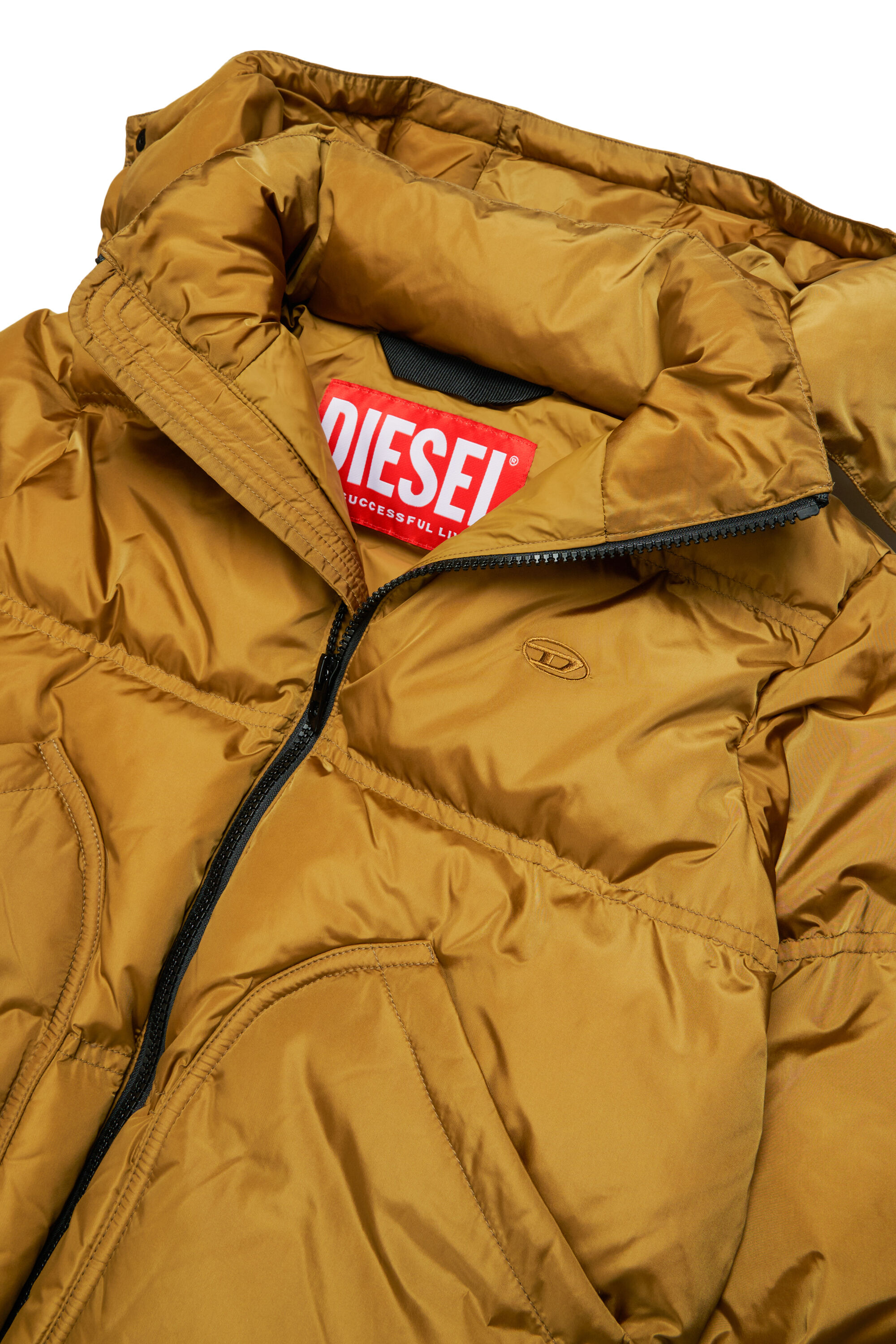 Diesel - JRIVON, Chaqueta acolchada con capucha y bolsillos oversize Unisex in Marr&oacute;n - 3