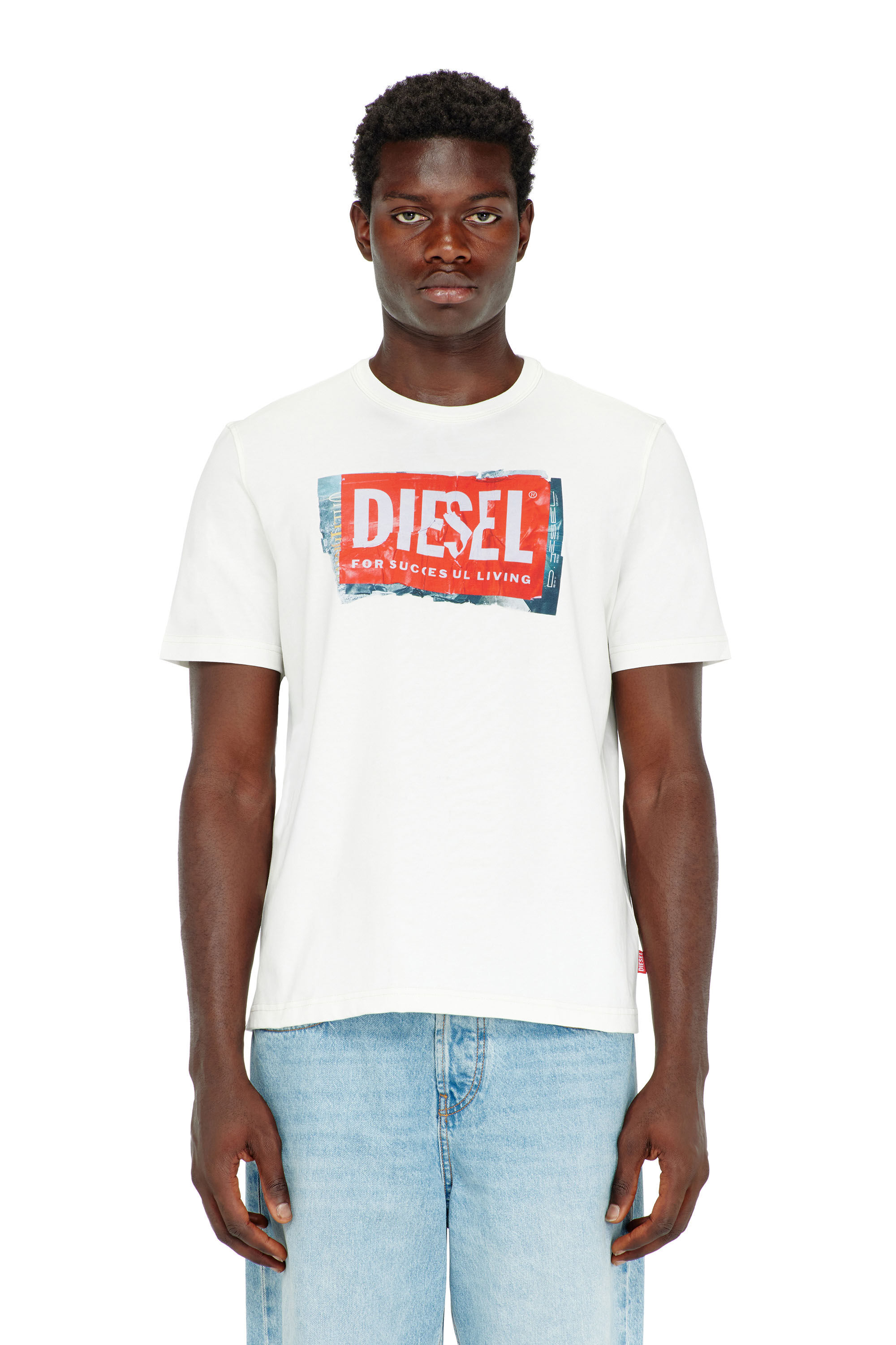 Diesel - T-ADJUST-Q6, Camiseta con logotipo con efecto arrugado Hombre in Blanco - 3