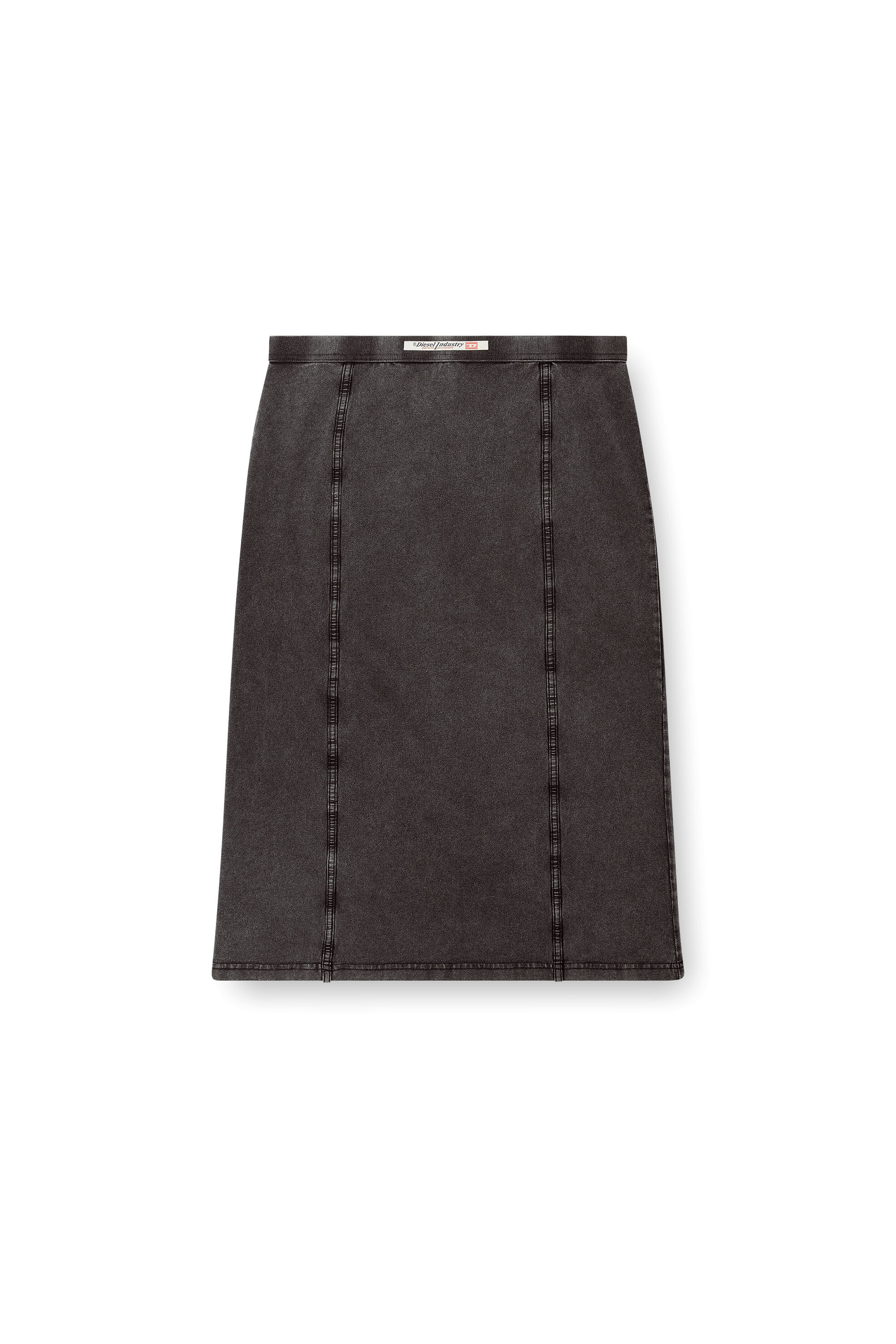 Diesel - O-ALLEGRA, Falda midi con efecto denim Mujer in Negro - 2