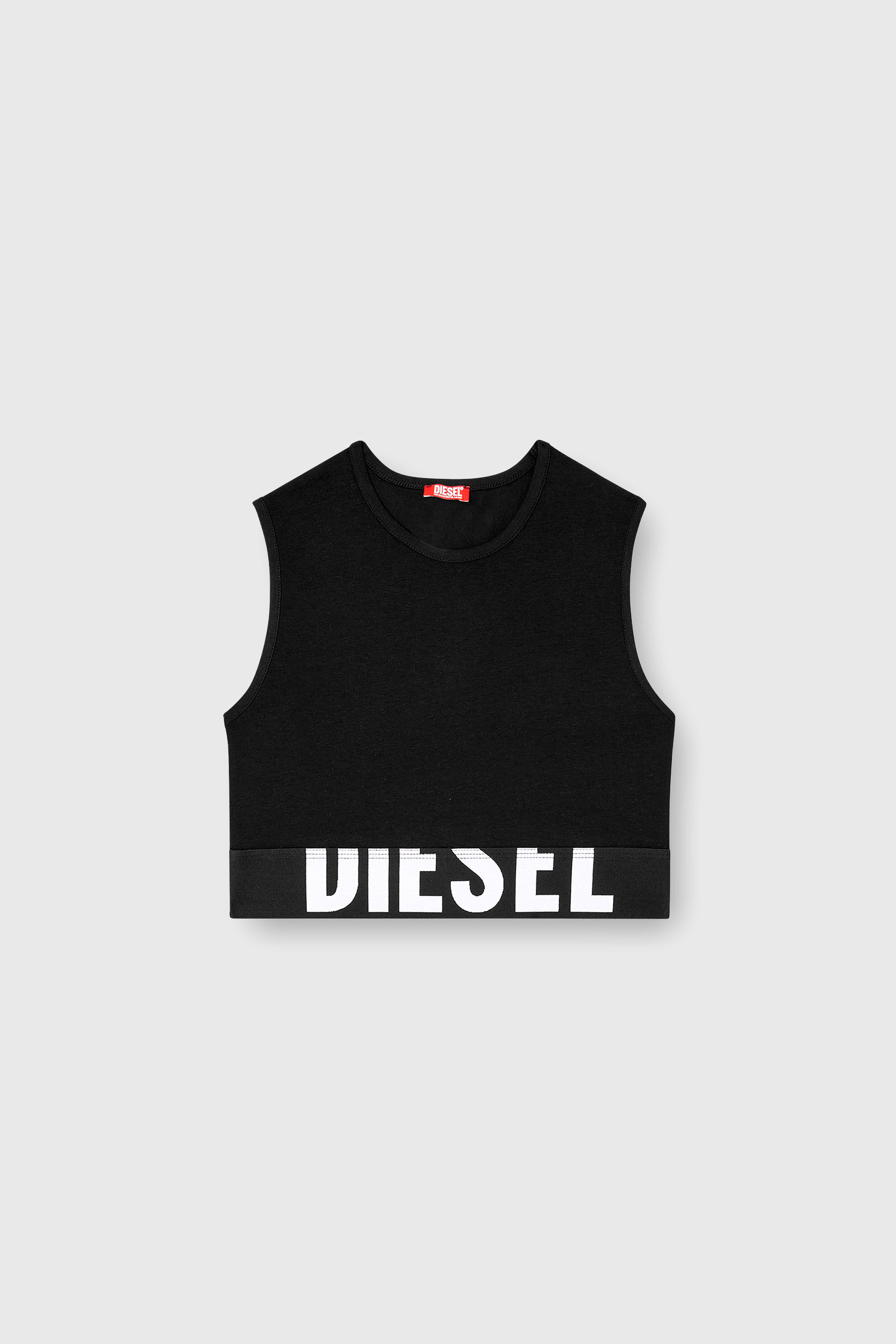 Diesel - ADA-D-POP, Camiseta con tirantes recortada con logotipo recortado Mujer in Negro - 2