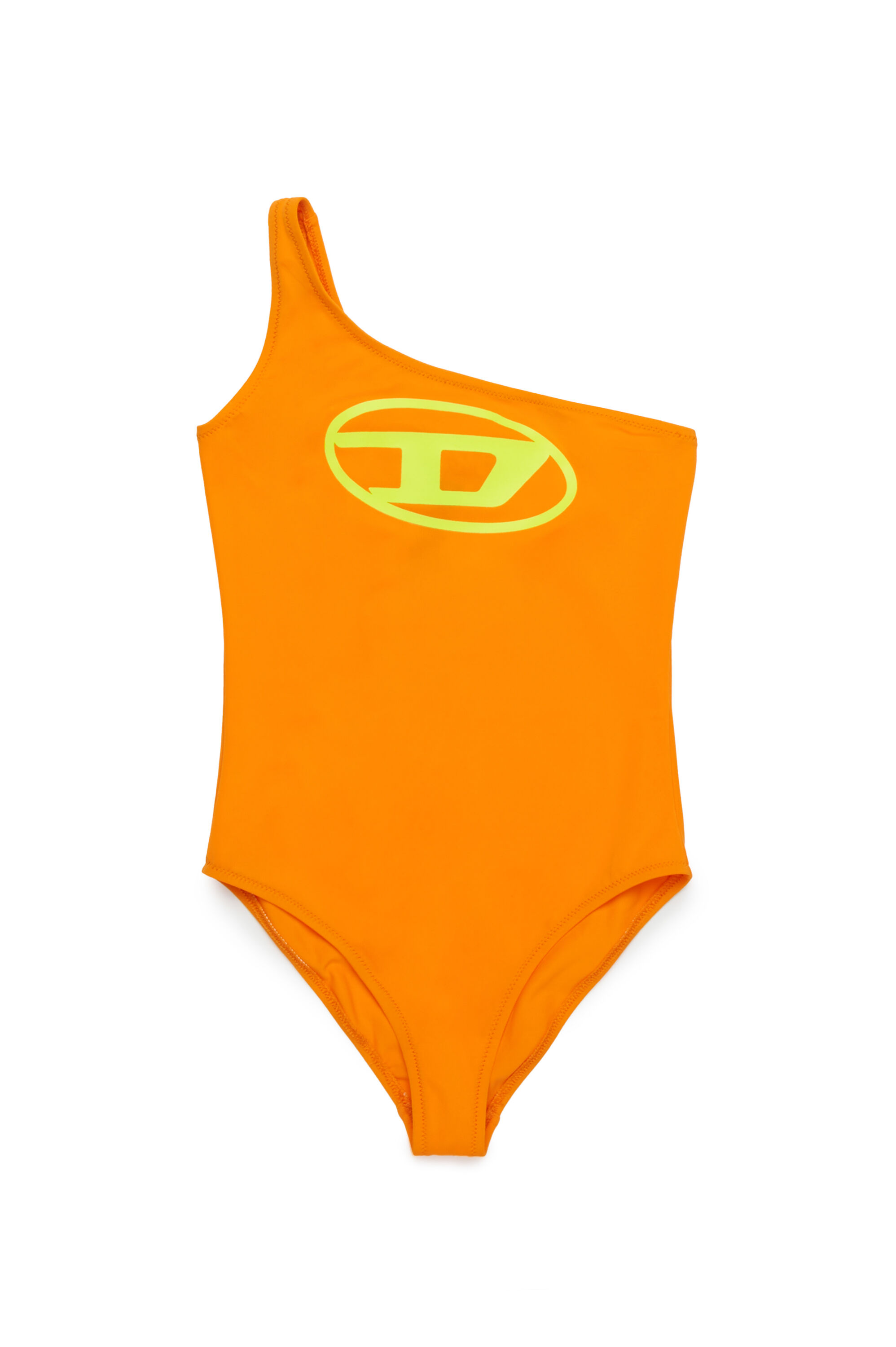Diesel - MUNNYX, Traje de baño de un solo hombro con logotipo Oval D Mujer in Naranja - 1