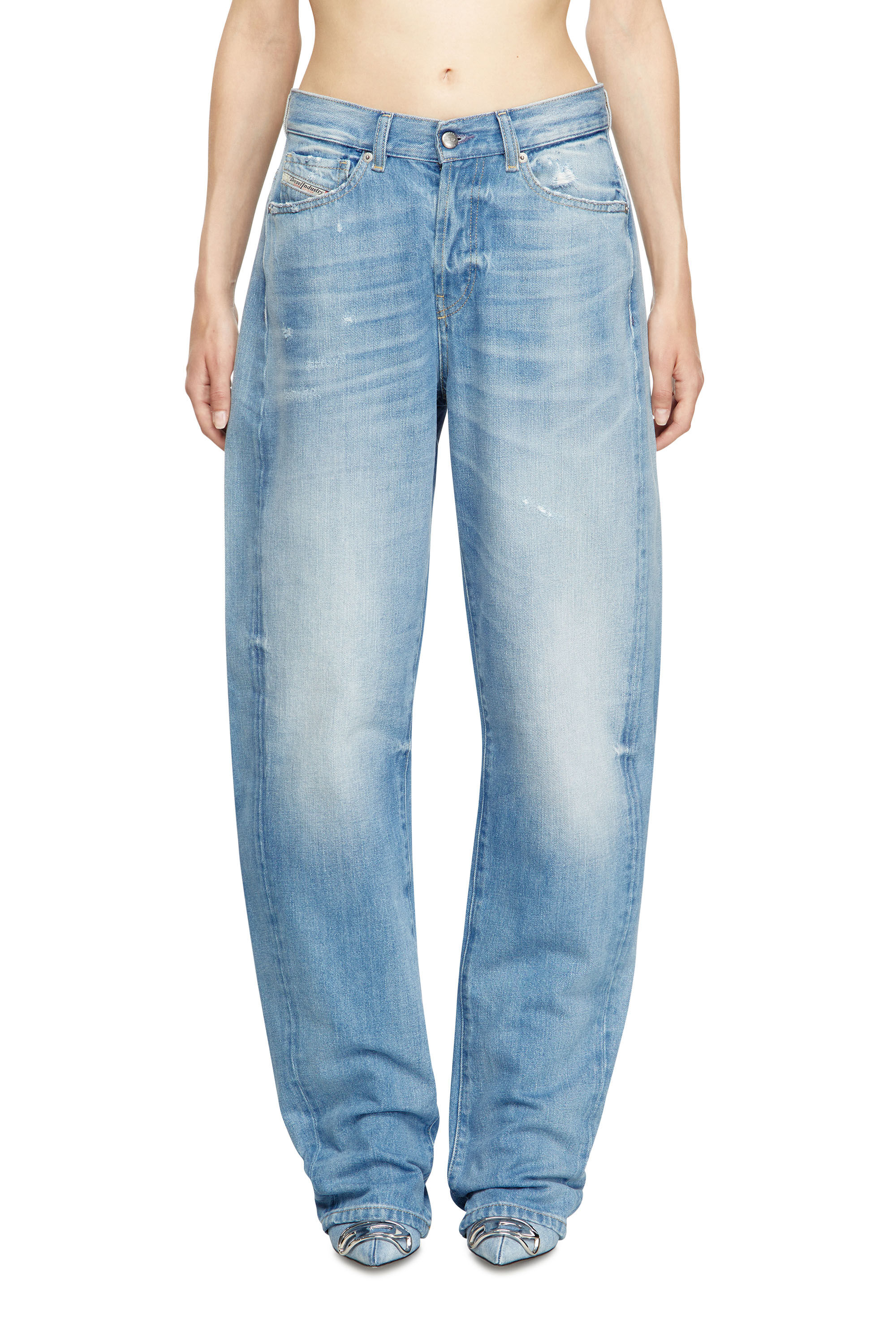 Diesel - Relaxed Jeans 1974 D-Ellz 09M24 Mujer, Azul Claro - 3