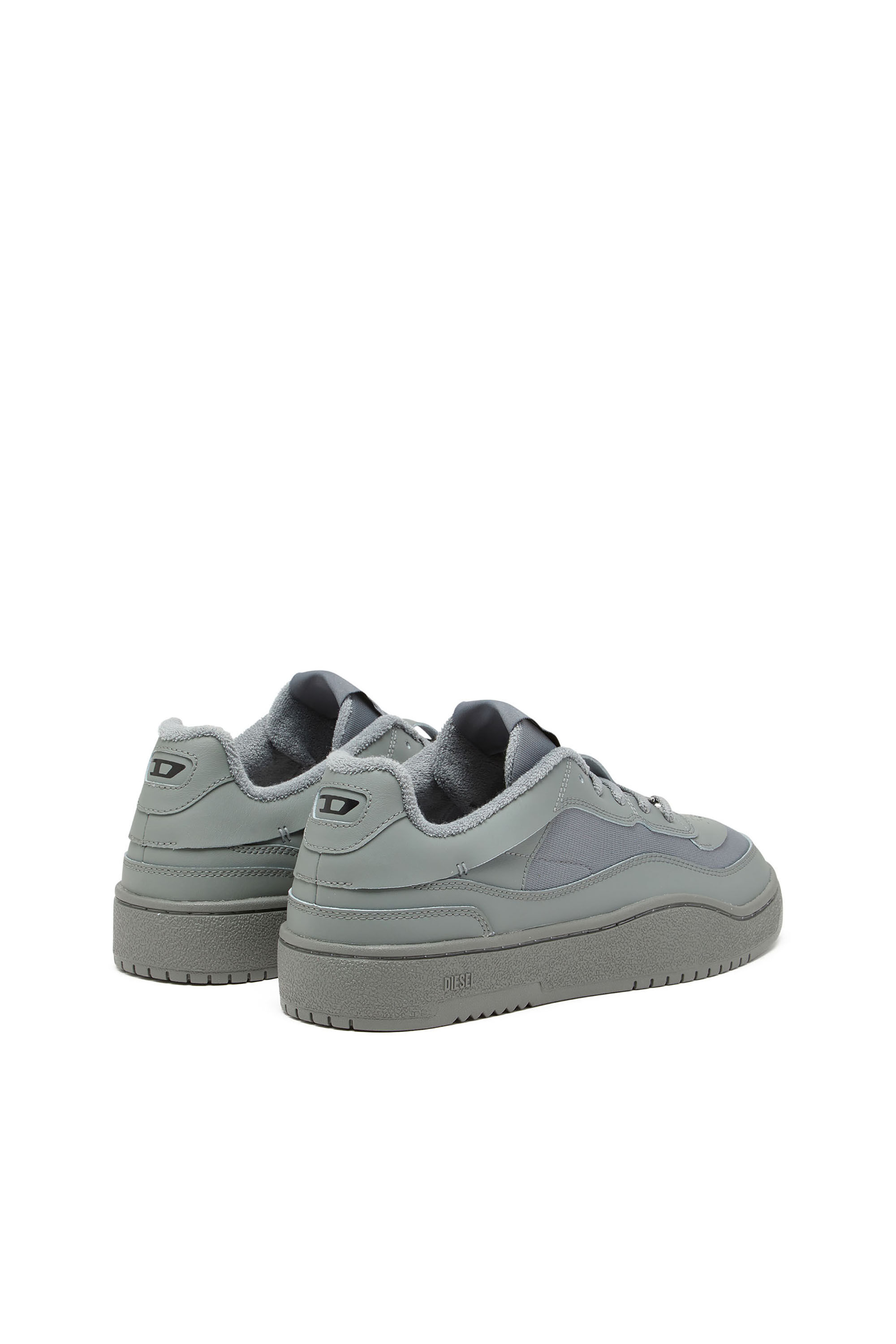 Diesel - S-OVAL SKATE LOW, S-Oval Skate-Deportivas de cuero con paneles de tejido Hombre in Gris - 3