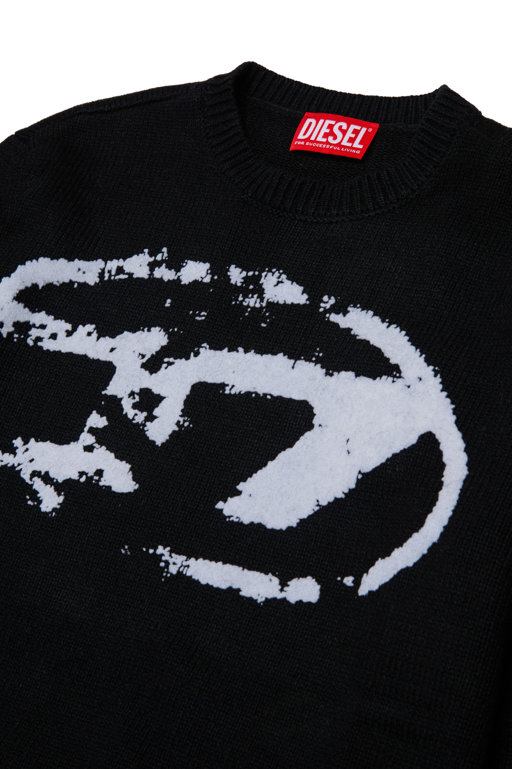 Diesel - KLEDI OVER, Suéter de cuello redondo mezcla de lana con estampado Hombre in Negro - 3