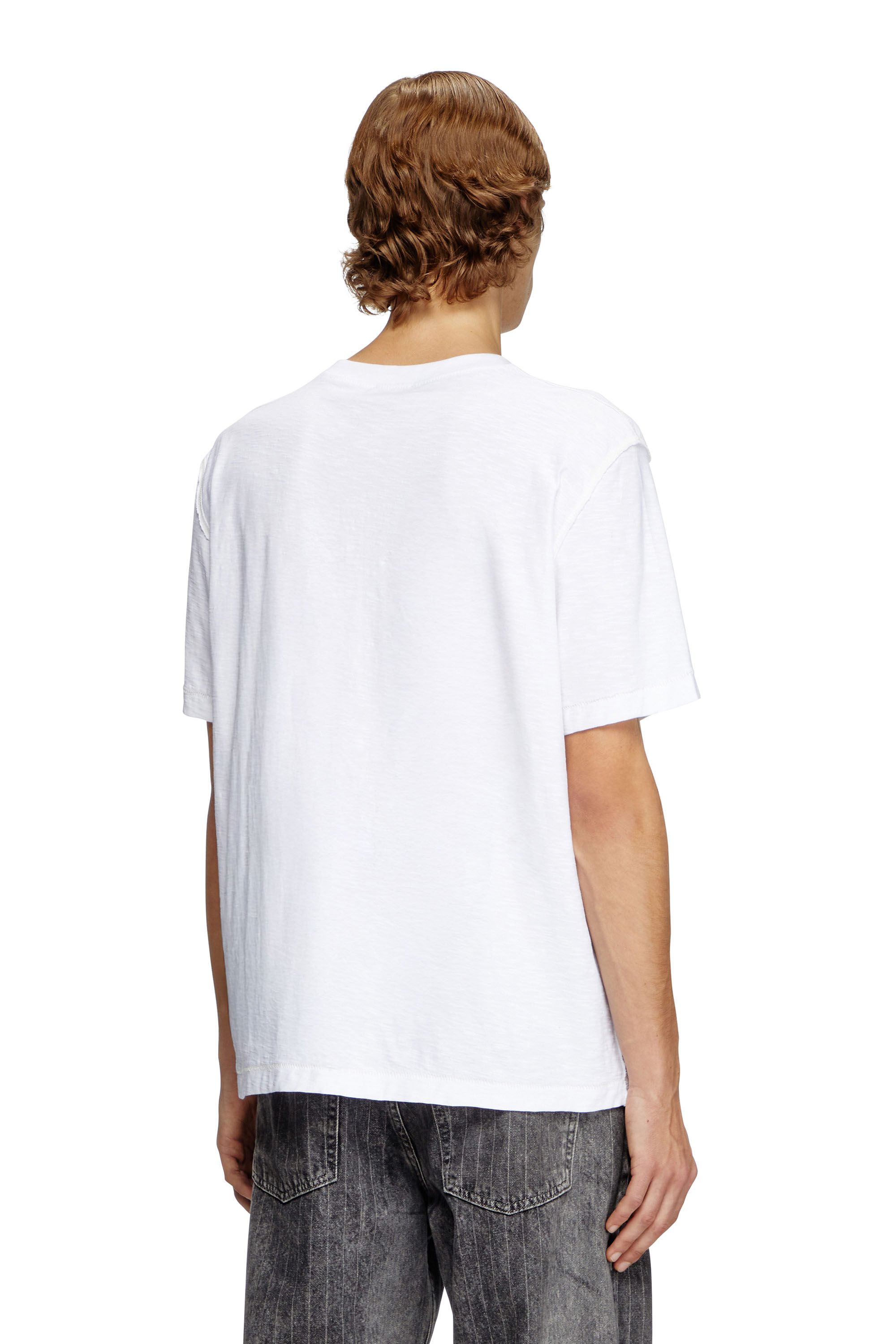 Diesel - T-ADJUST-R10, Camiseta slub con estampado del logotipo a tono Hombre in Blanco - 4