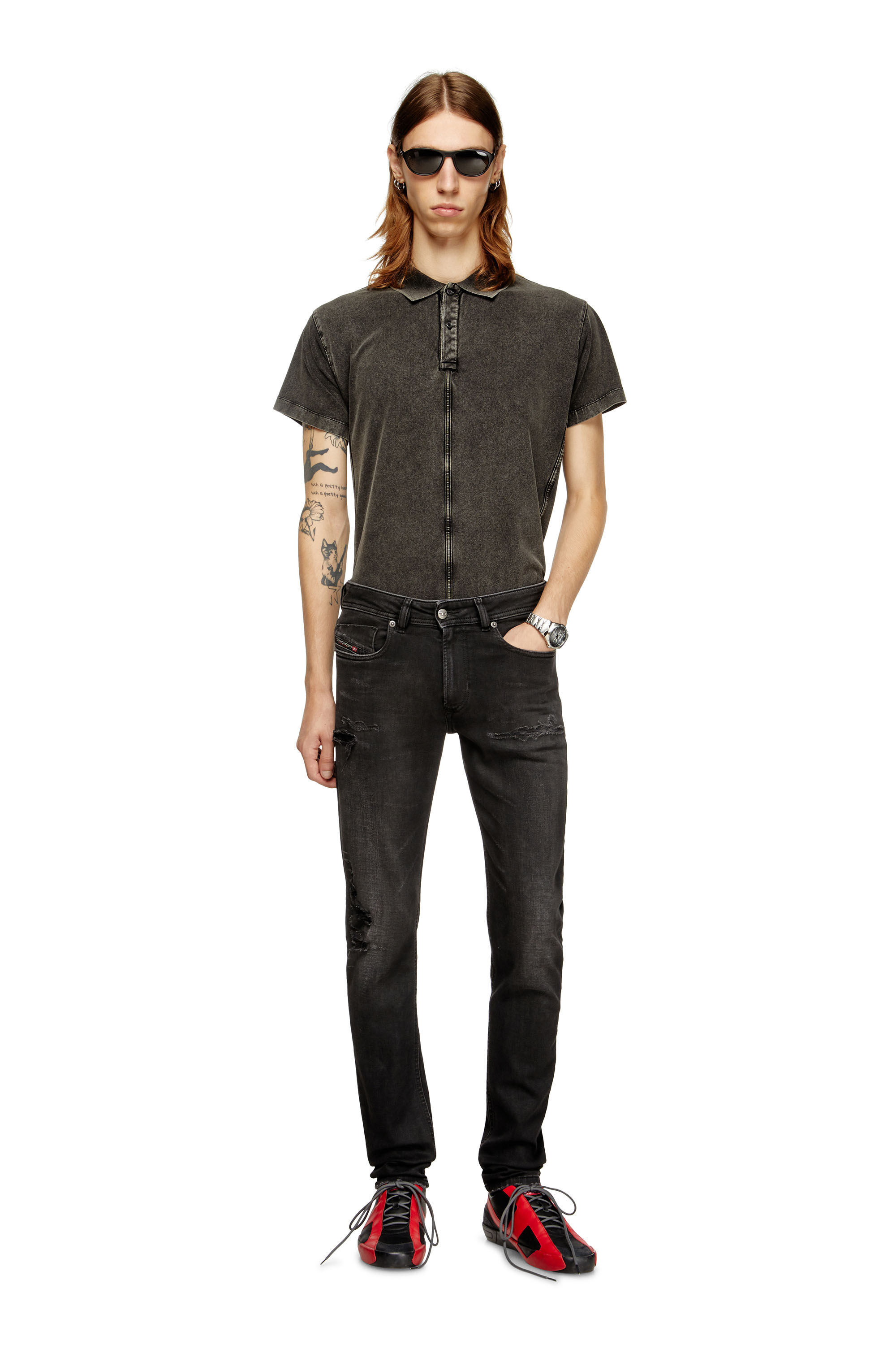 Diesel - Skinny Jeans 1979 Sleenker 068SG Hombre, Negro/Gris oscuro - 1