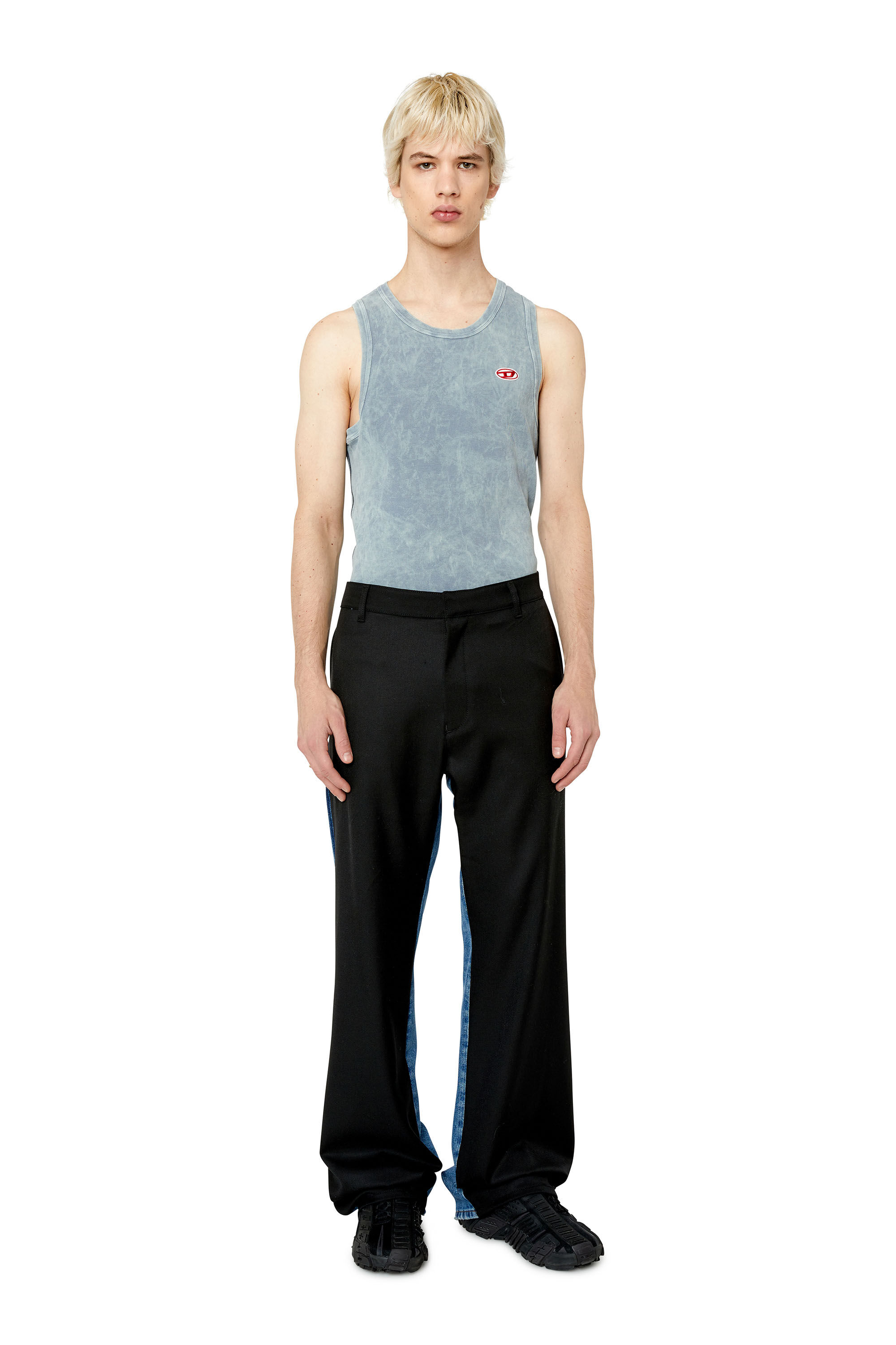 Diesel - T-WISTY-G1, Camiseta sin mangas lavada al ácido con parche con logotipo Hombre in Gris - 1