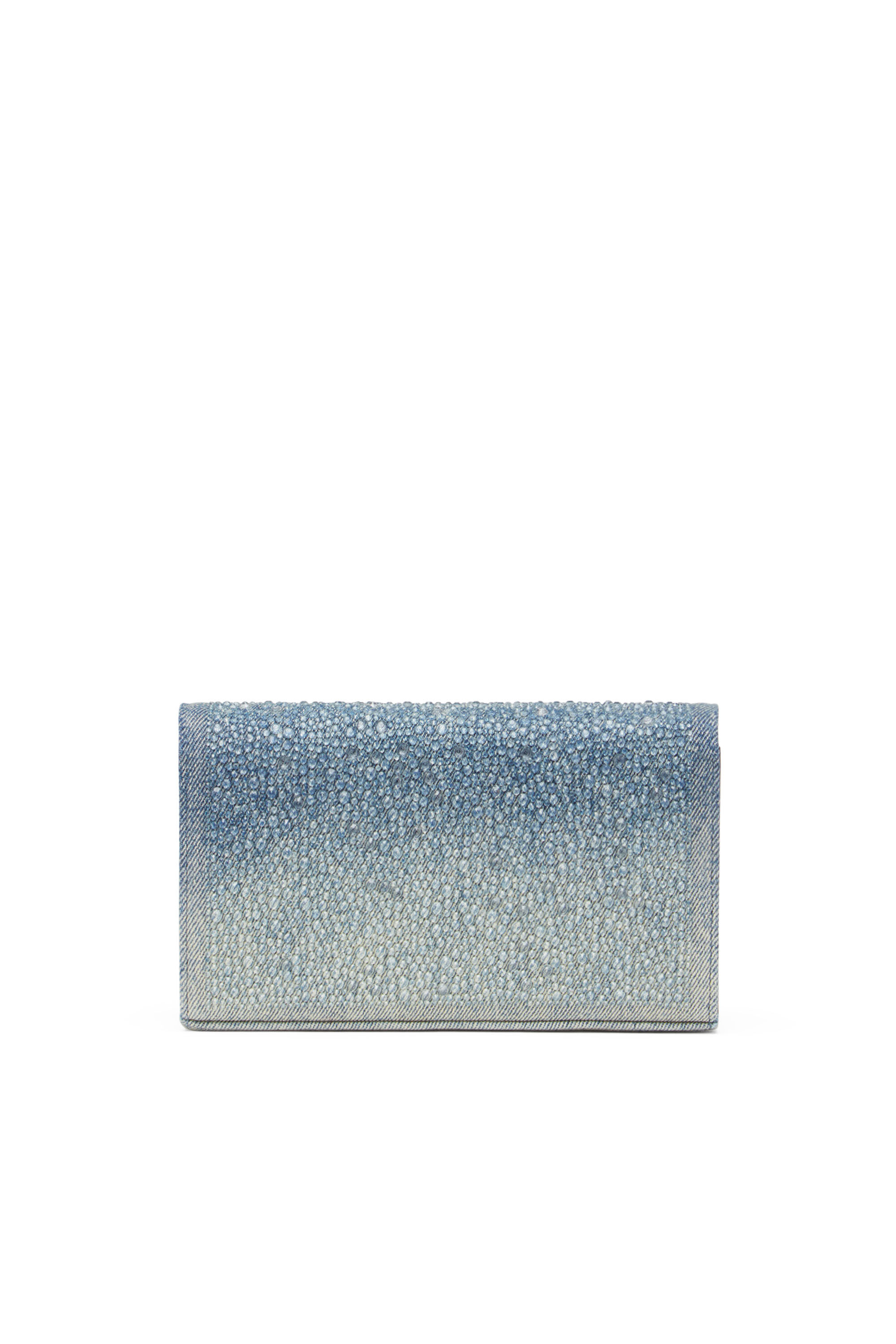 Diesel - 1DR WALLET STRAP, Monedero en denim con cristales Mujer in Azul marino - 2