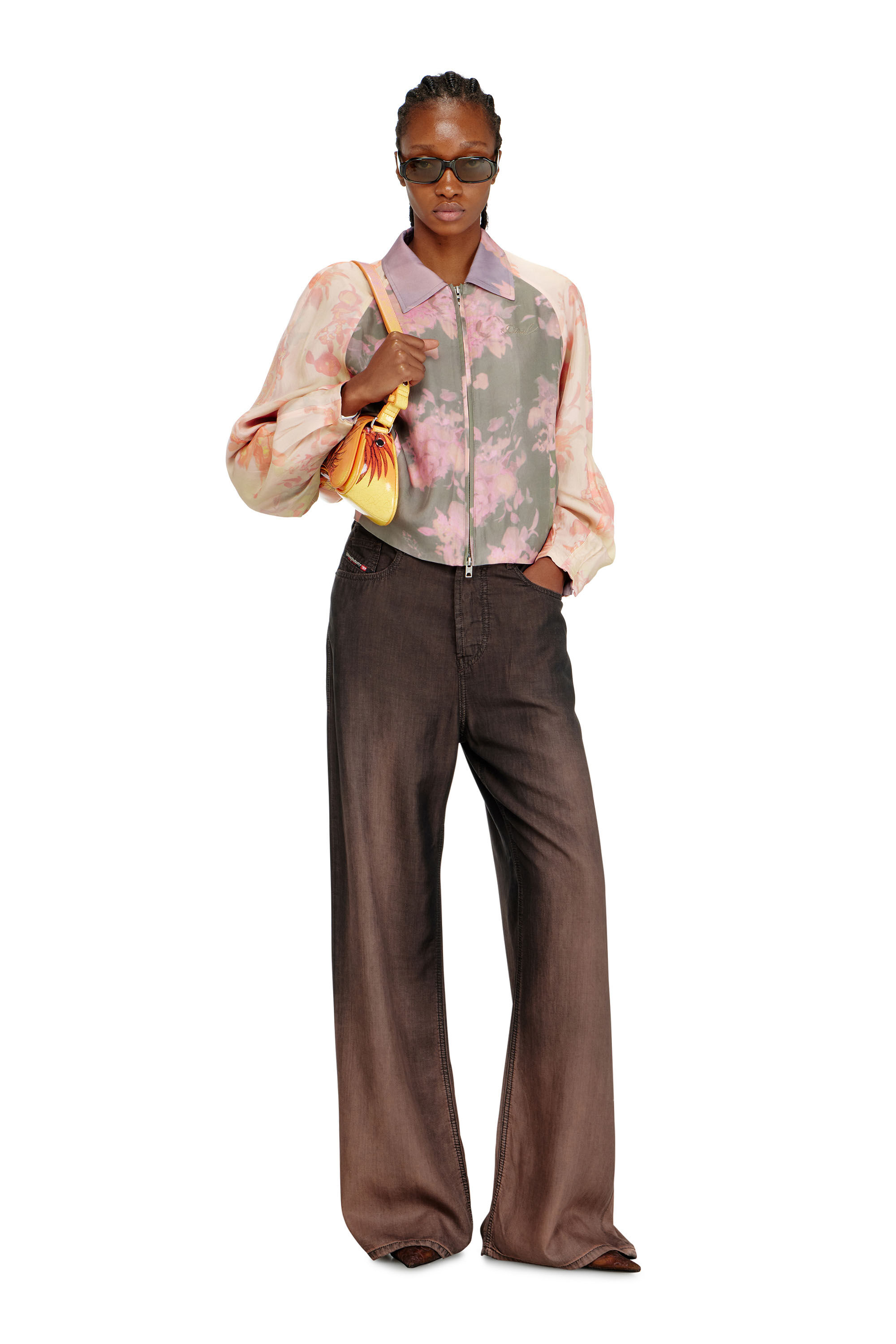 Diesel - G-ALENA, Bomber floral en acetato arrugado Mujer in ToBeDefined - 1