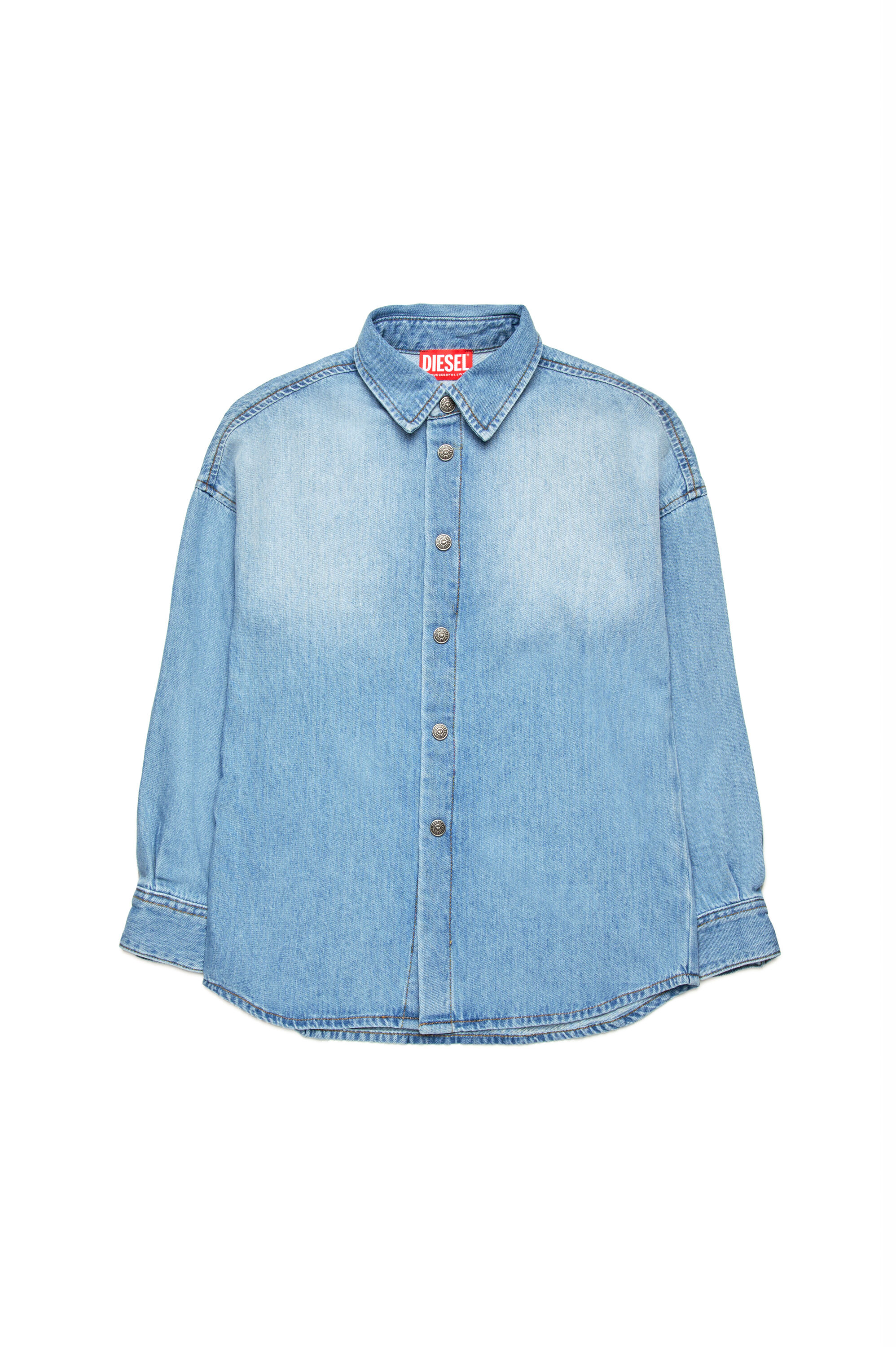 Diesel - CKAMA, Camisa de denim con logotipo Oval D deshilachado Hombre in Azul marino - 1