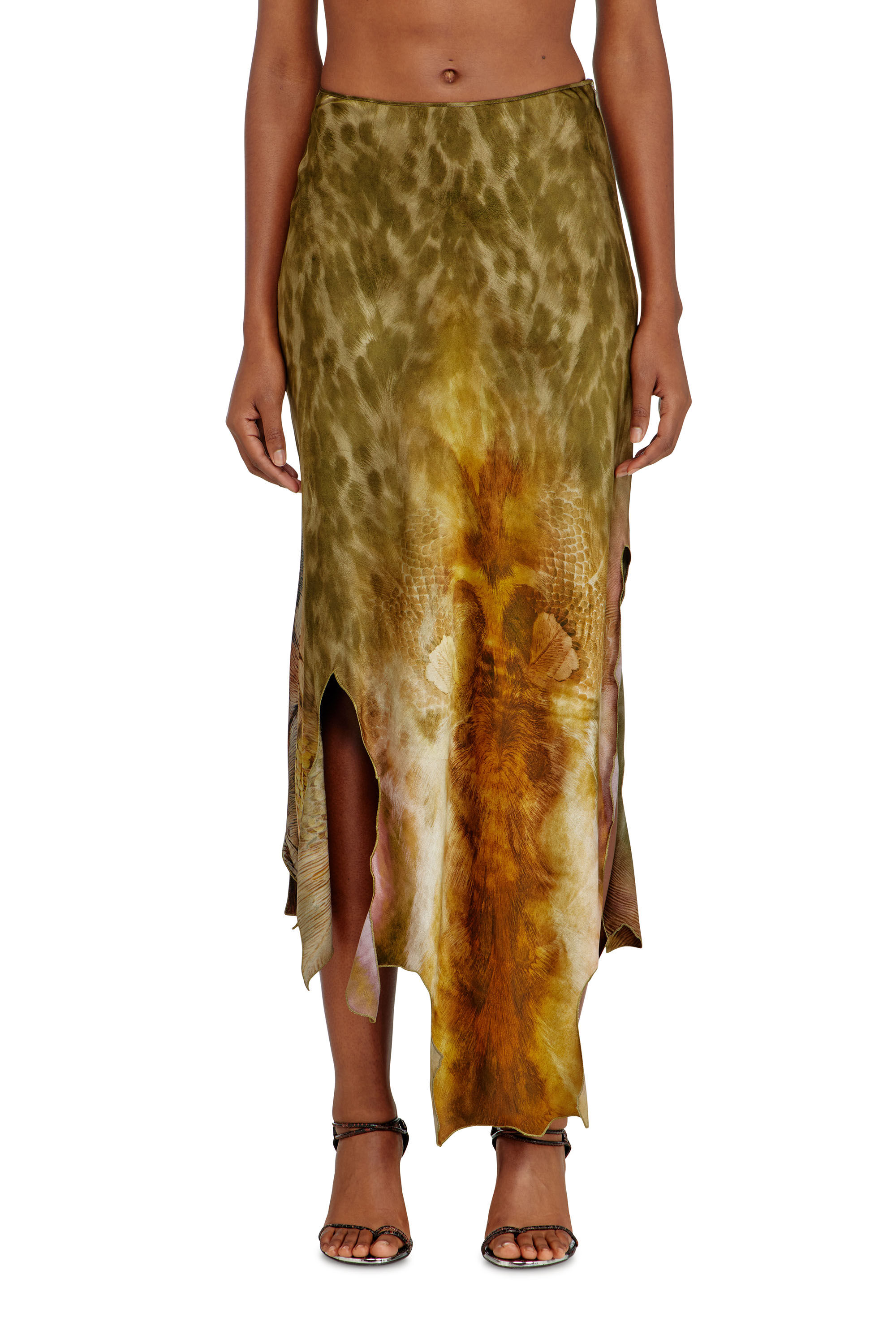 Diesel - O-TORN, Falda larga asim&eacute;trica de sat&eacute;n estampado Mujer in ToBeDefined - 3