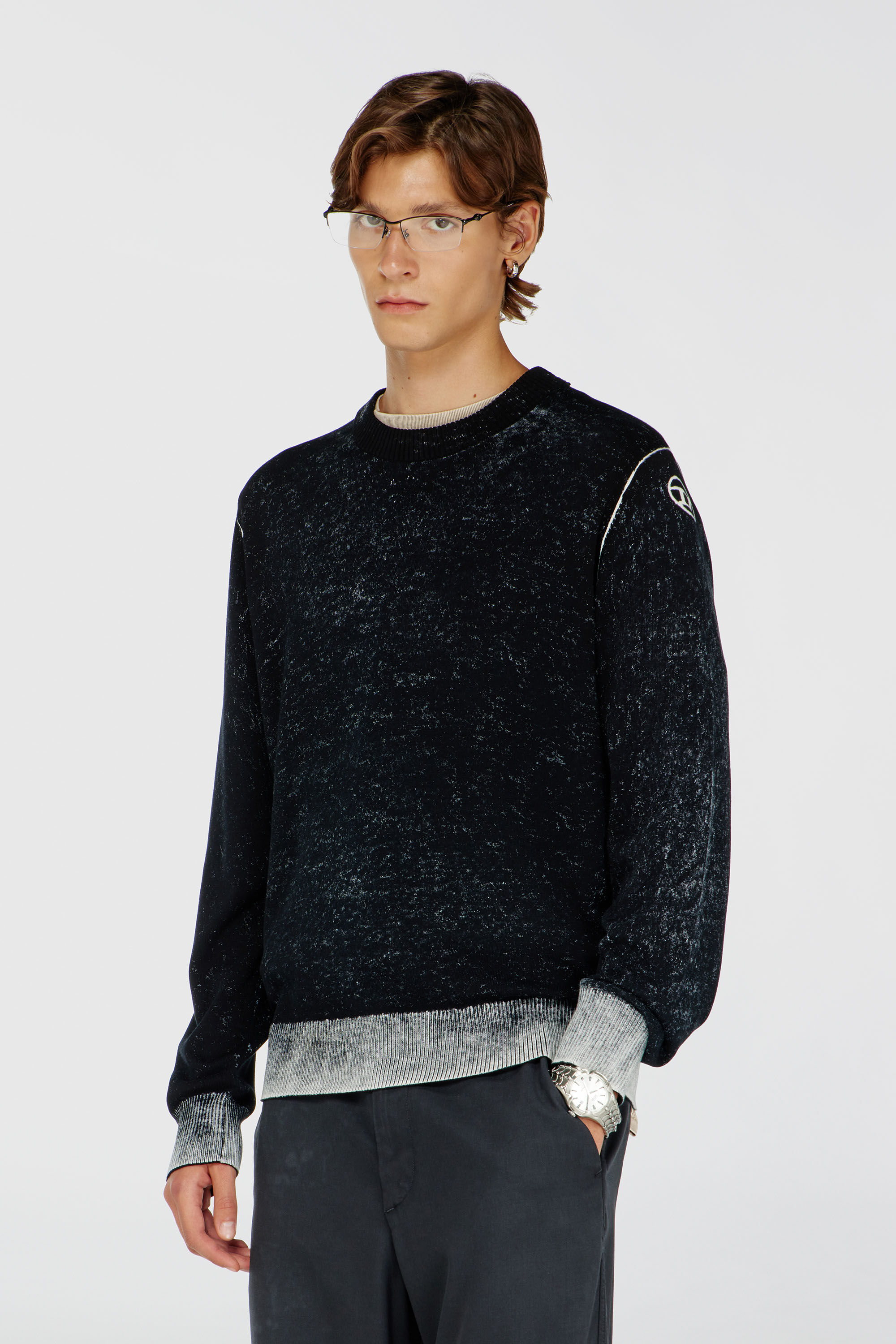 Diesel - K-LARENCE-B, Jersey de algod&oacute;n con estampado invertido Hombre in Negro - 3