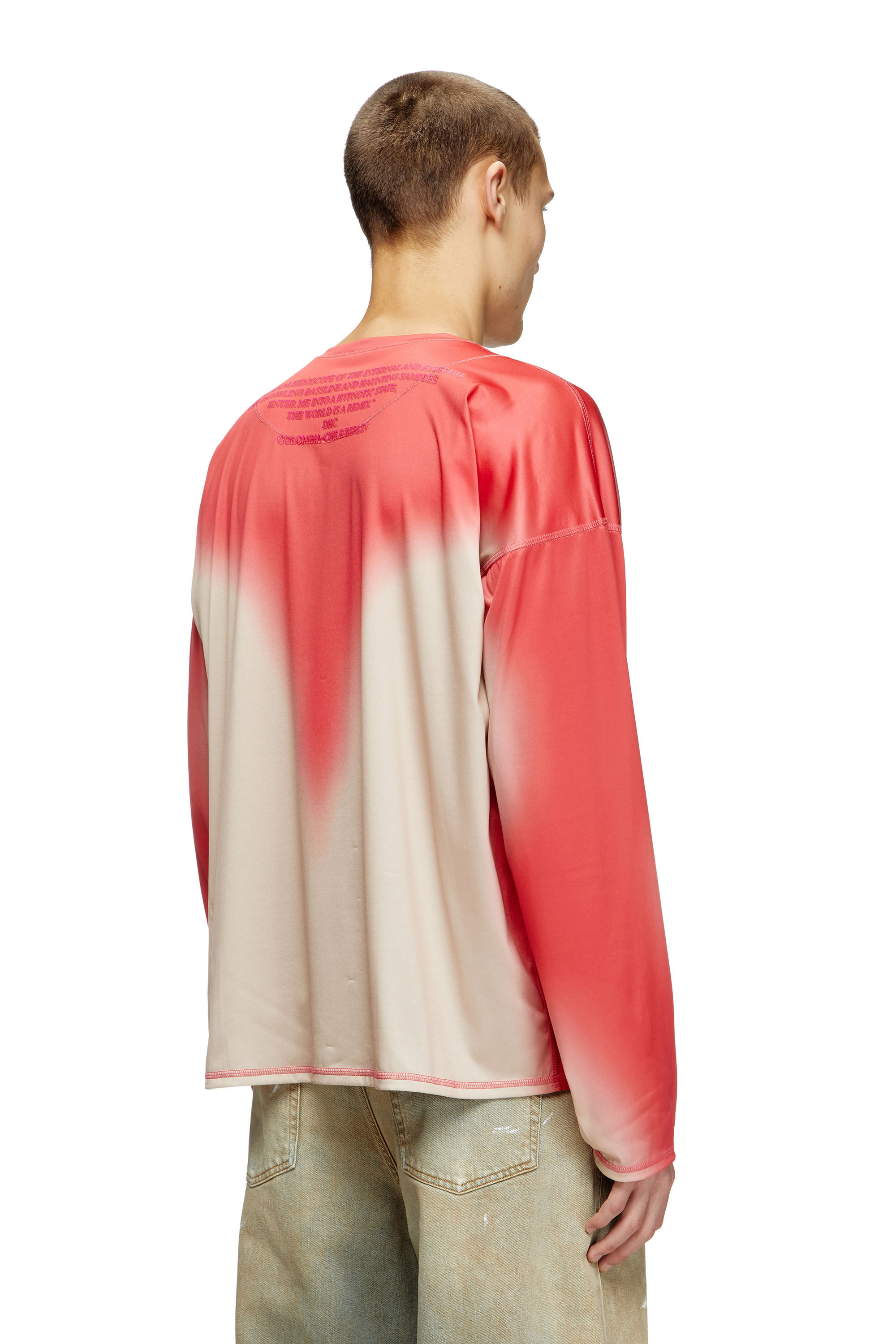 Diesel - T-OLAVI-BB, Camiseta de manga larga de tejido técnico con estampado de letras de canciones Unisex in Rosa - 4
