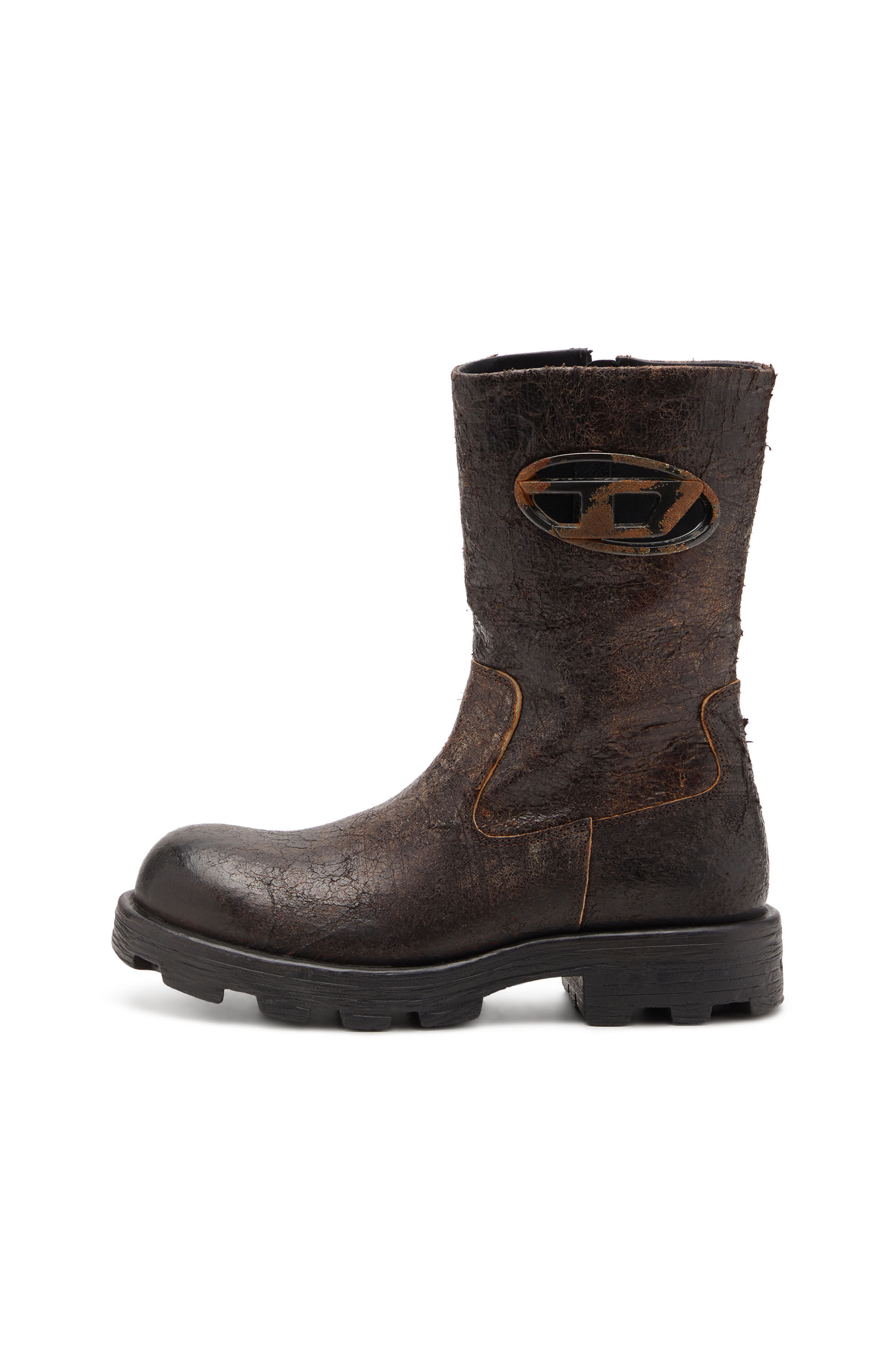 Diesel - D-HAMMER BKR D W, D-Hammer-Botas tipo motorista de ante craquelado desgastado Mujer in Marrón - 7