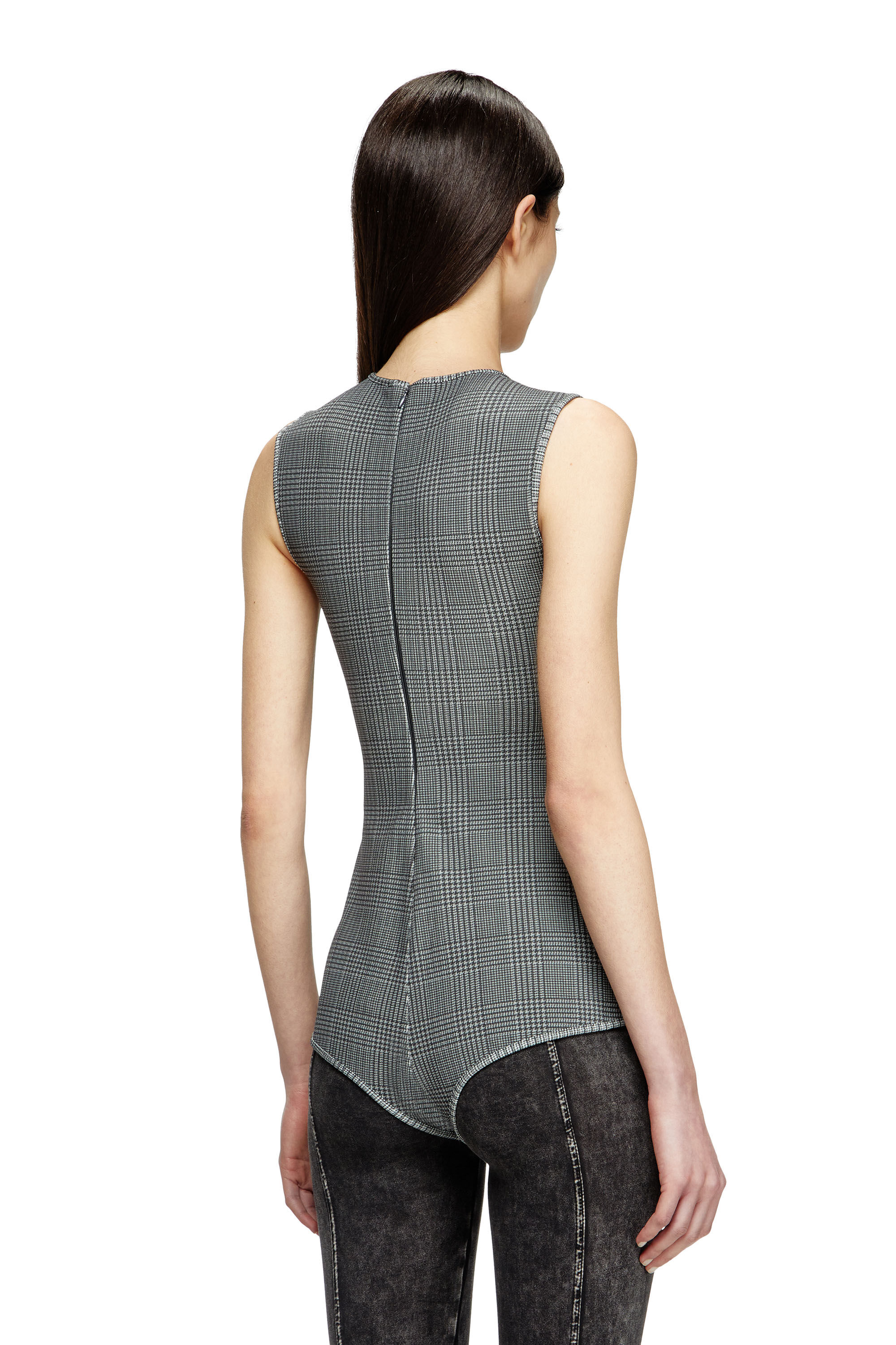 Diesel - J-ETTA, Body en jersey de cuadros adherido Mujer in Gris - 2