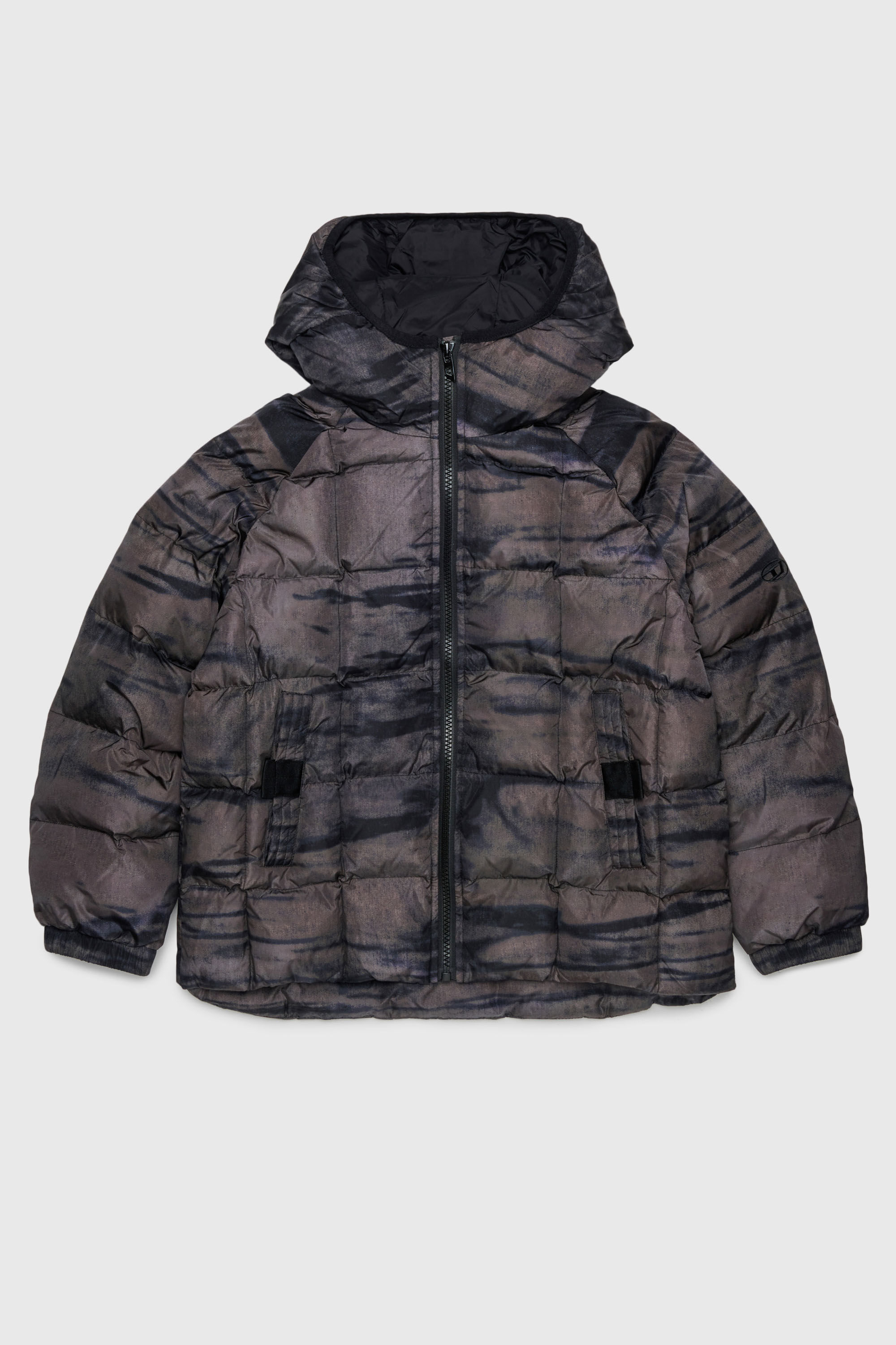 Diesel - JDEN, Chaqueta acolchada con estampado gr&aacute;fico difuminado Hombre in Verde - 1