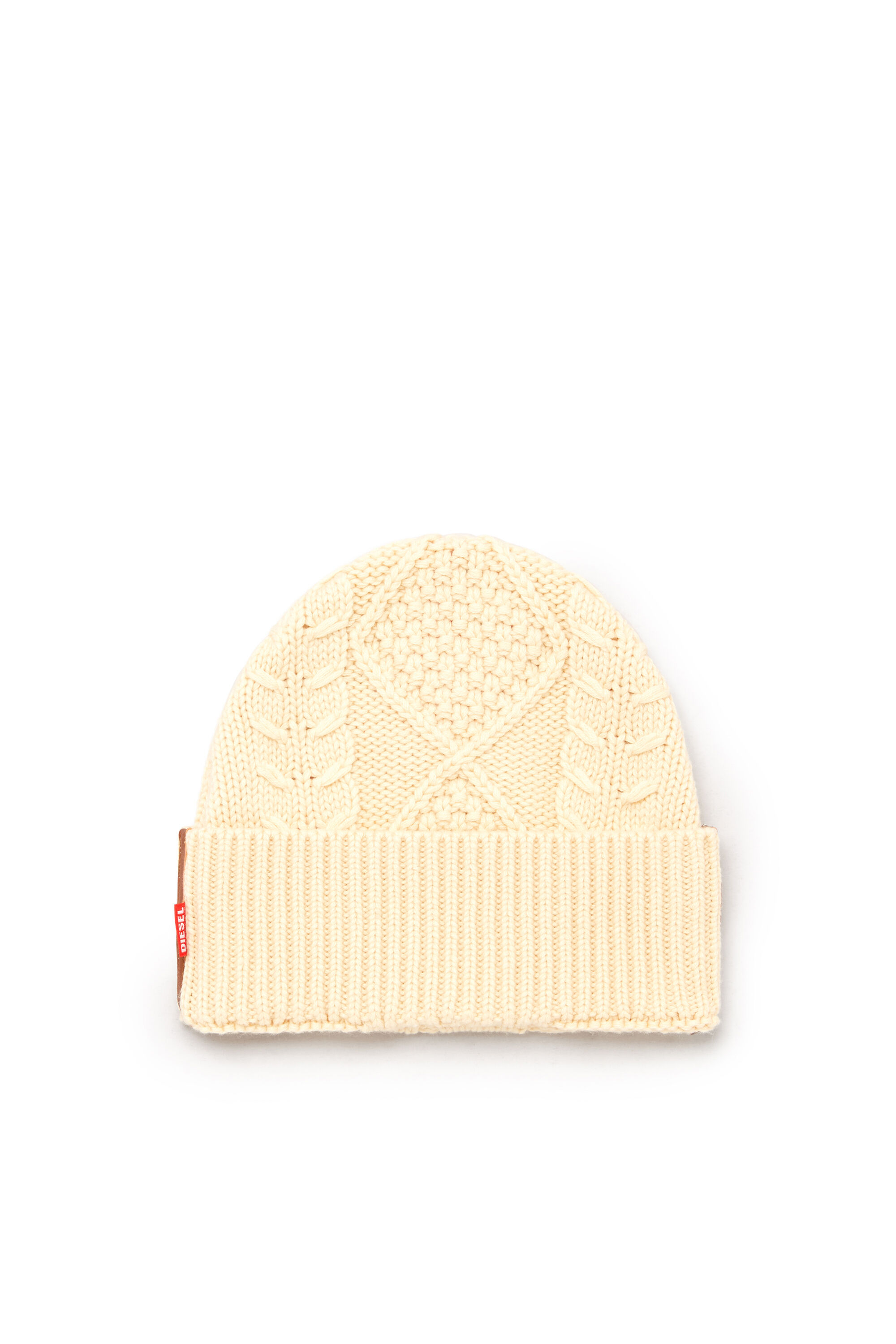 Diesel - K-INTELLO, Gorro de punto trenzado en lana y algod&oacute;n Unisex in Blanco - 1