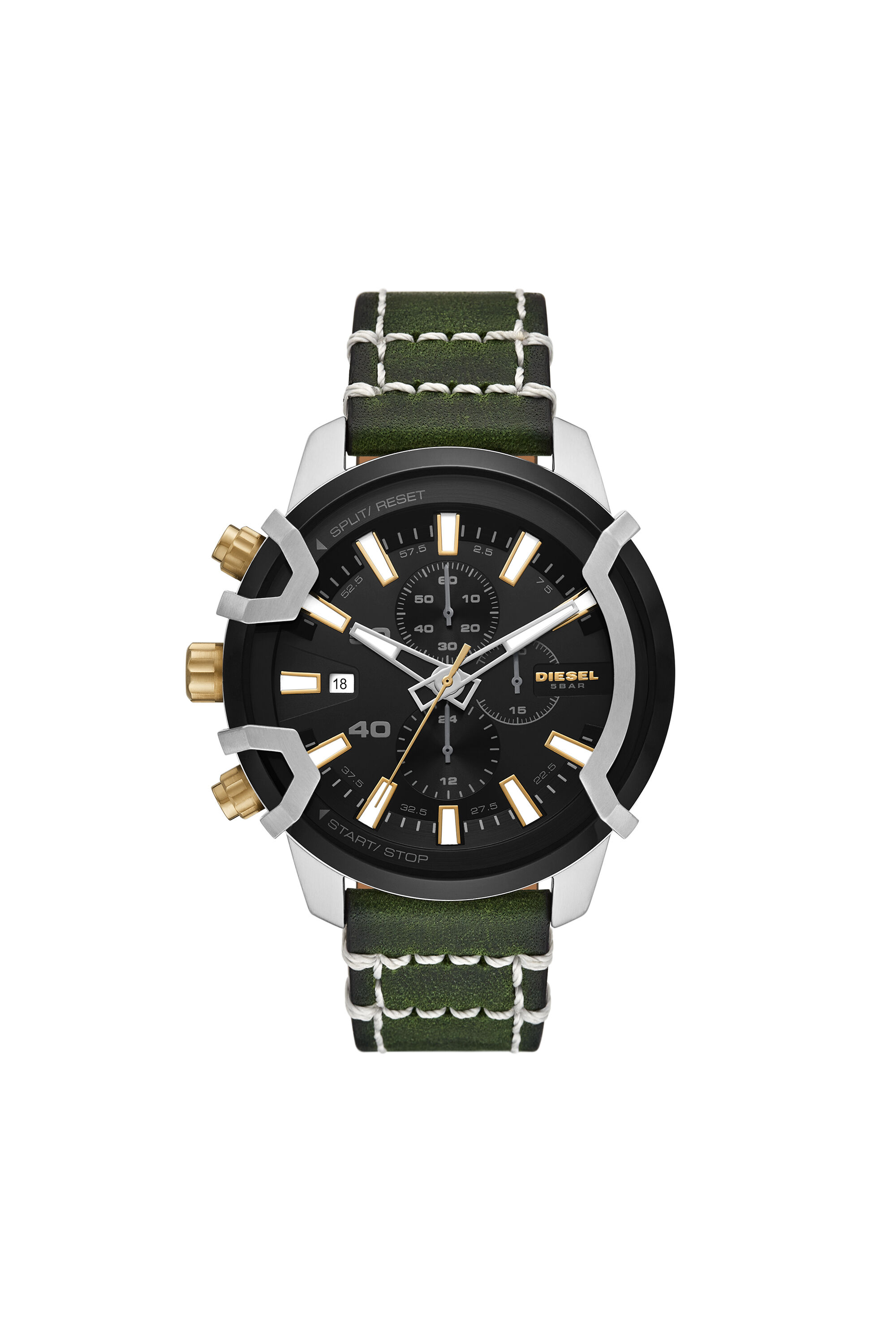 DZ4585 Man Griffed chronograph green leather watch Diesel