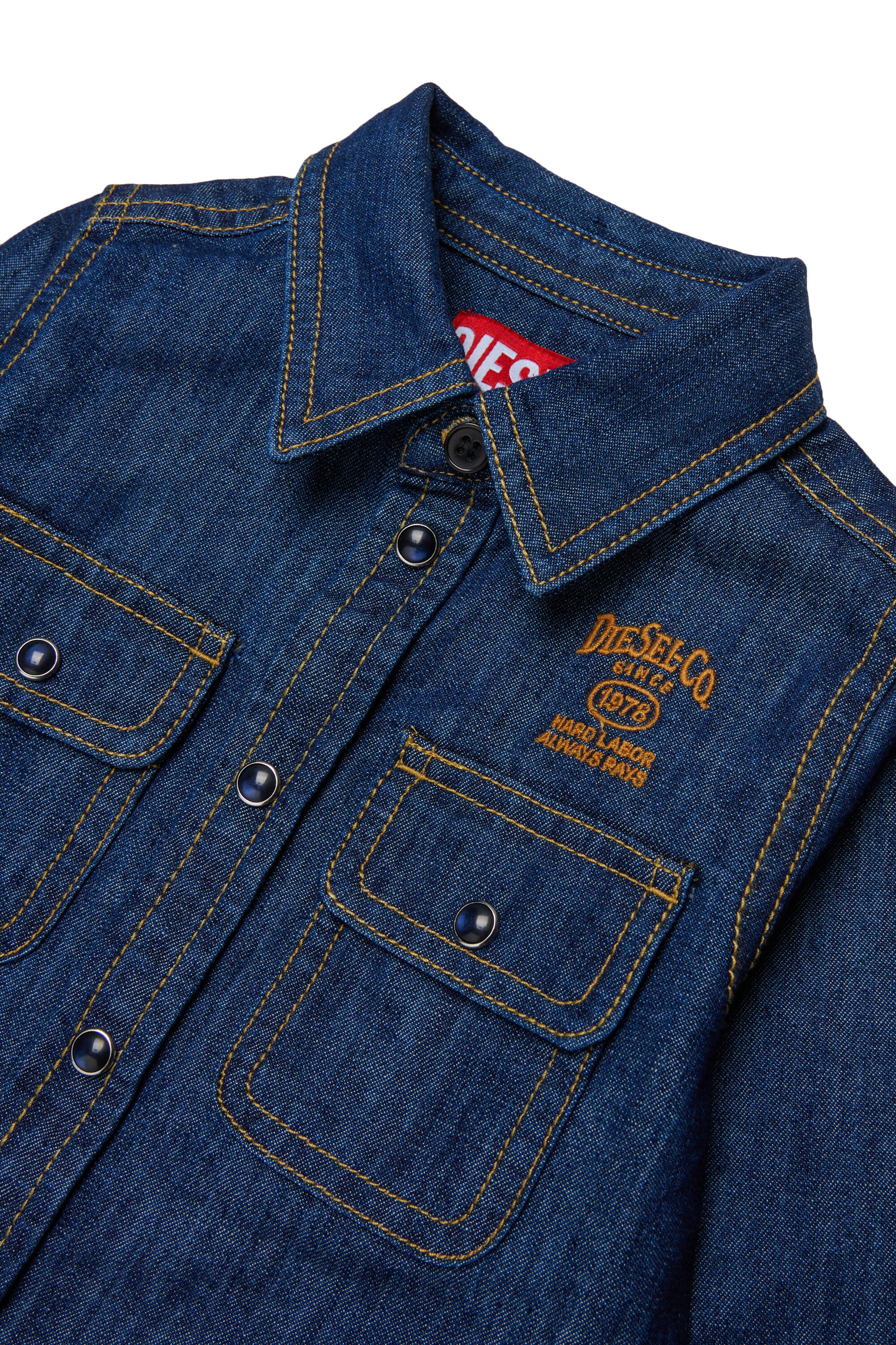 Diesel - CARTOB, Camisa vaquera con bordado de logo Hombre in Azul marino - 3