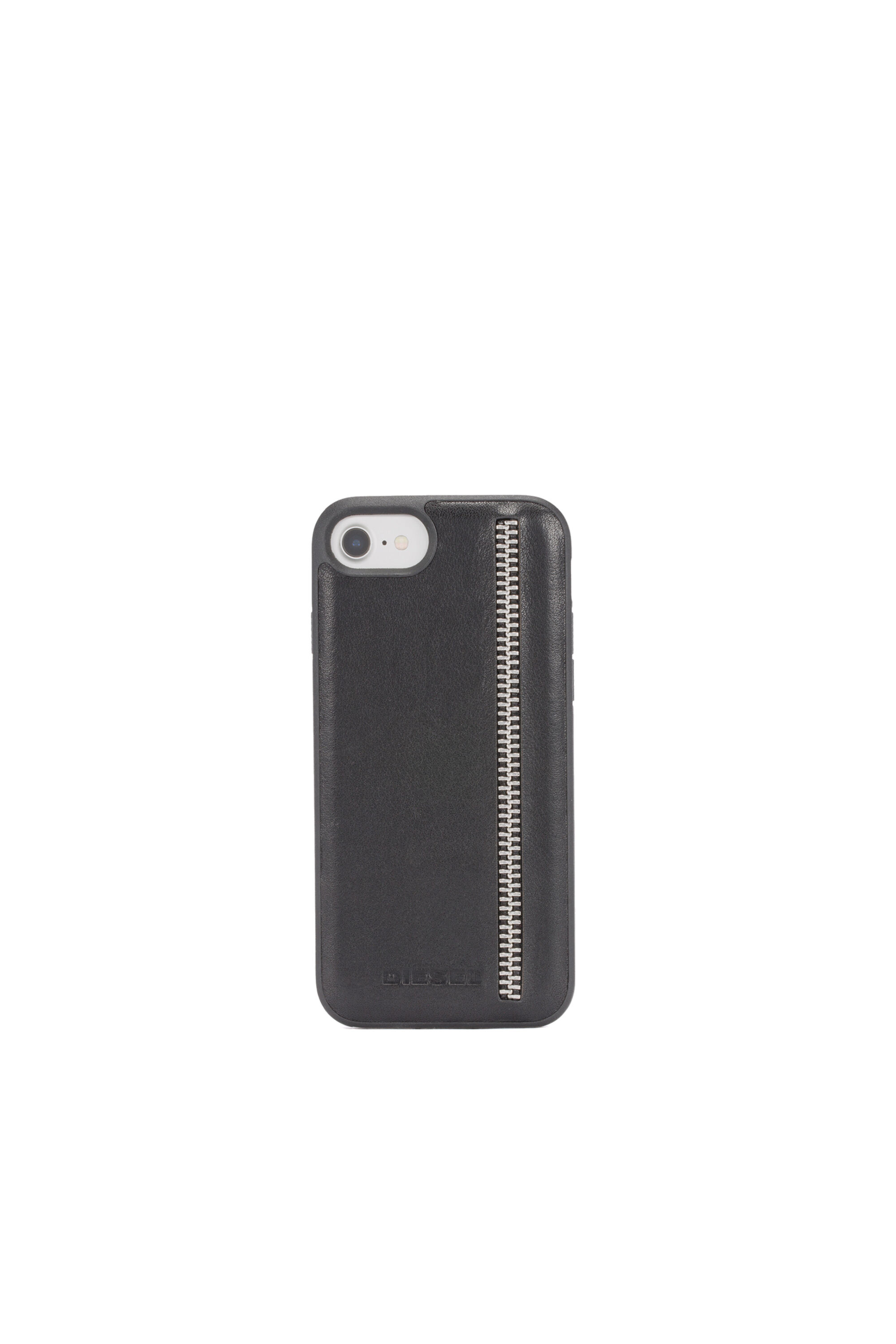 Diesel - ZIP BLACK LEATHER IPHONE 8/7/6s/6 CASE, Funda en piel negra con cremallera para iPhone 8/7/6s/6 Unisex in Negro - 2